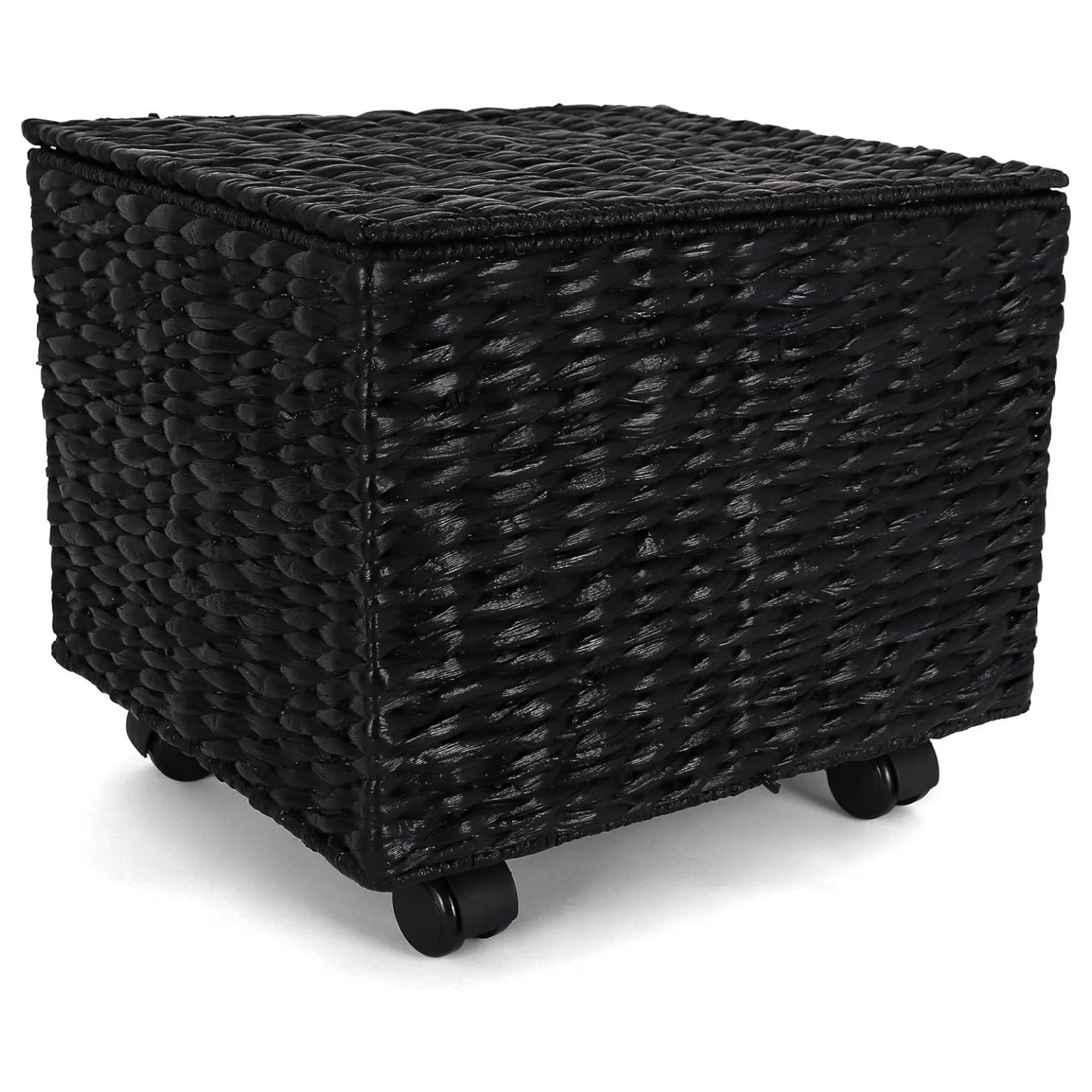 ZHANGHU File Cabinet, Seagrass Cabinet with Rolling Casters, Hanging File Organizer for Home and Office, Black (14 x 15 x 17 inches)