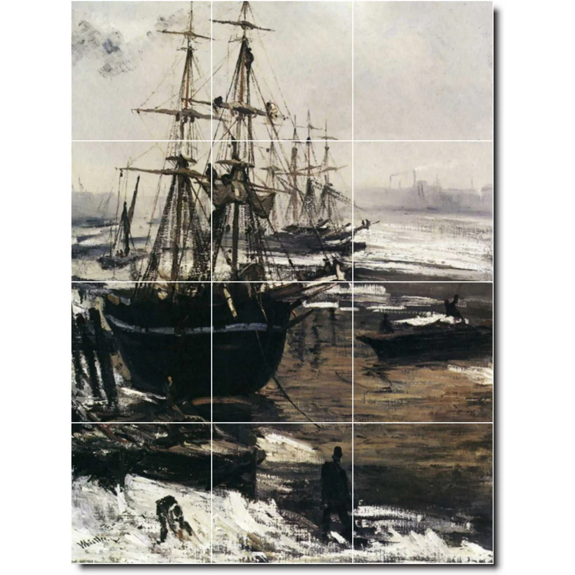 Ceramic Tile Mural-James Whistler Ships Kitchen Tile Mural 4. 18