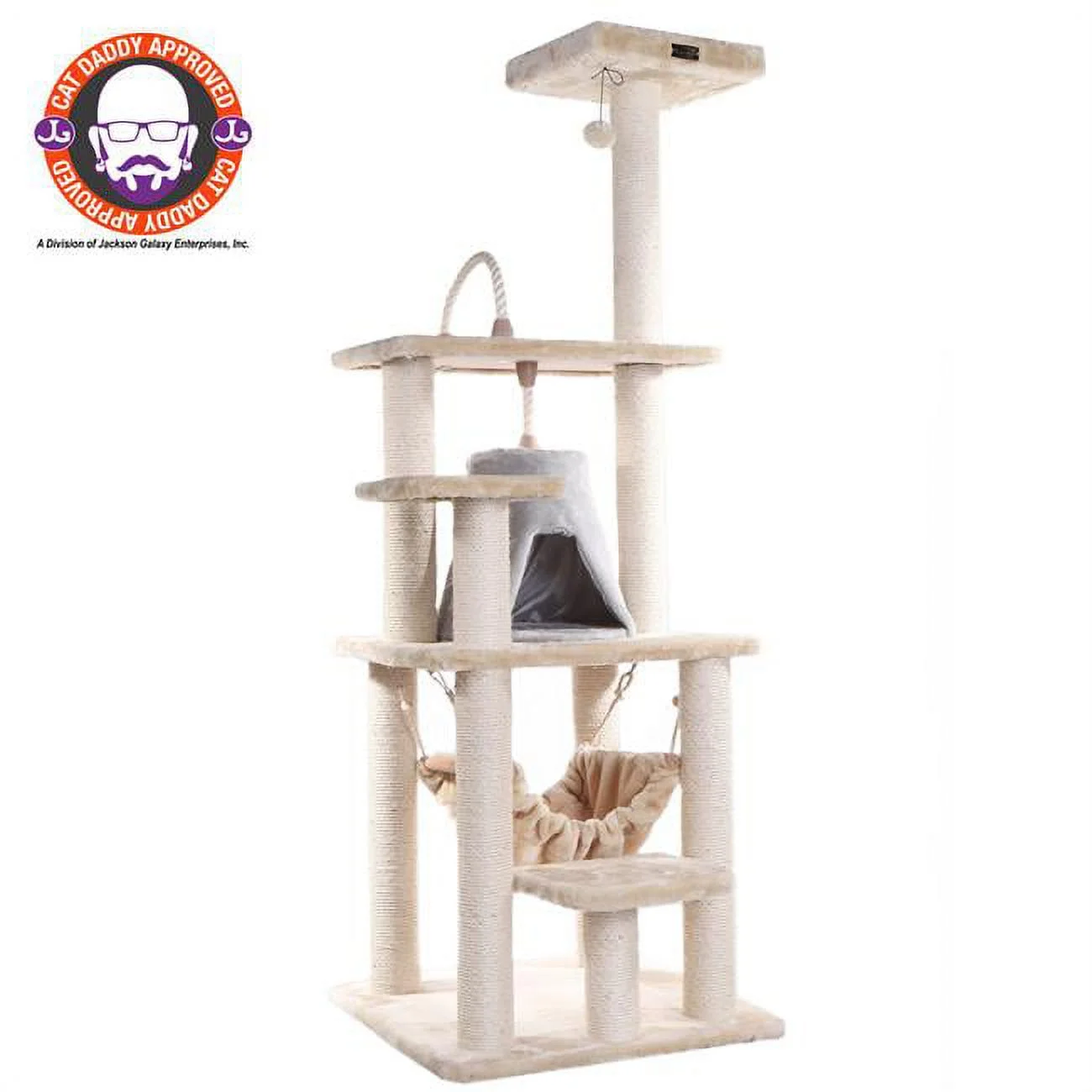 Armarkat Classic Cat Tree 30 x 28 x 65 - Beige with Silver Gray Condo