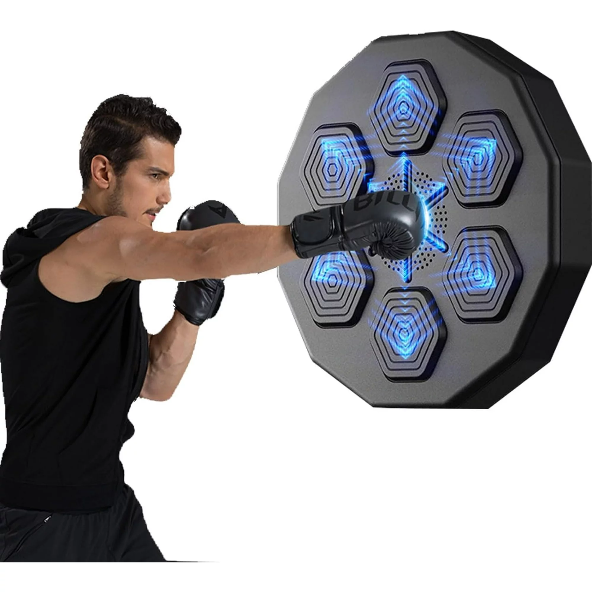 Annuodi Boxing Machine for Children Youth Adults Electronic Music Punching Machine with LED Smart Boxing Equipment Workout Machine for Home Indoor 15.7inch