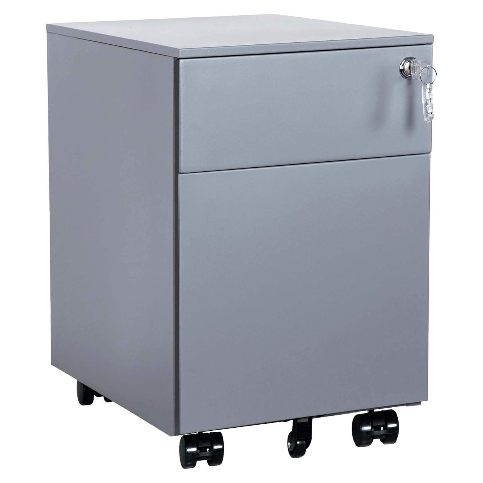 ZHANGHU 2 Drawer File Cabinet with Lock Metal Under Desk Rolling Filing Cabinet Locking Organizer Filed Drawer Cabinet for Letter/Legal / A4 / F4 Size for Home Office, Sturdy Steel, Gray