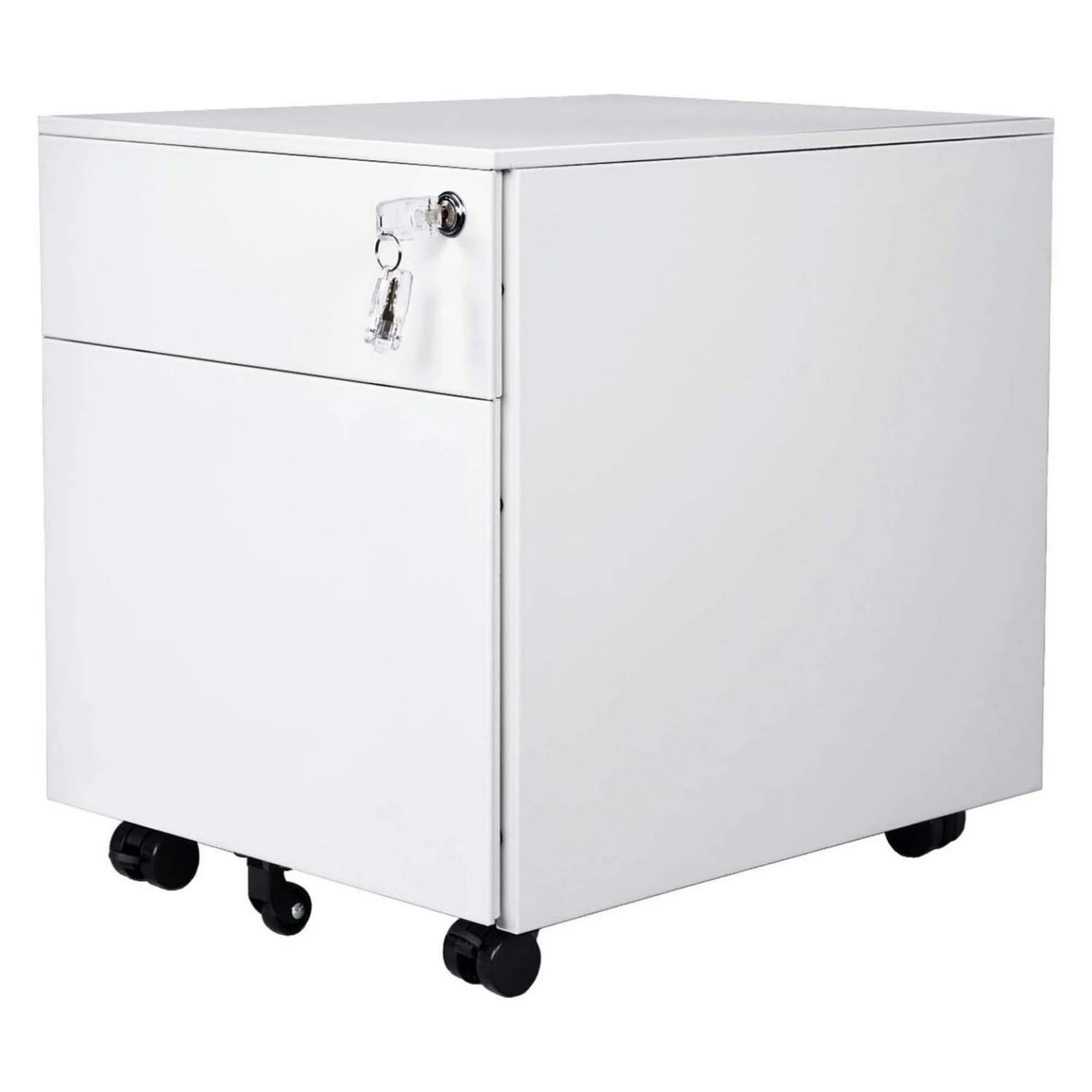 ZHANGHU 2-Drawer Mobile Rolling File Cabinet Under File Cabinet with Lock Desk Storage for Home Office, Fully Assembled White