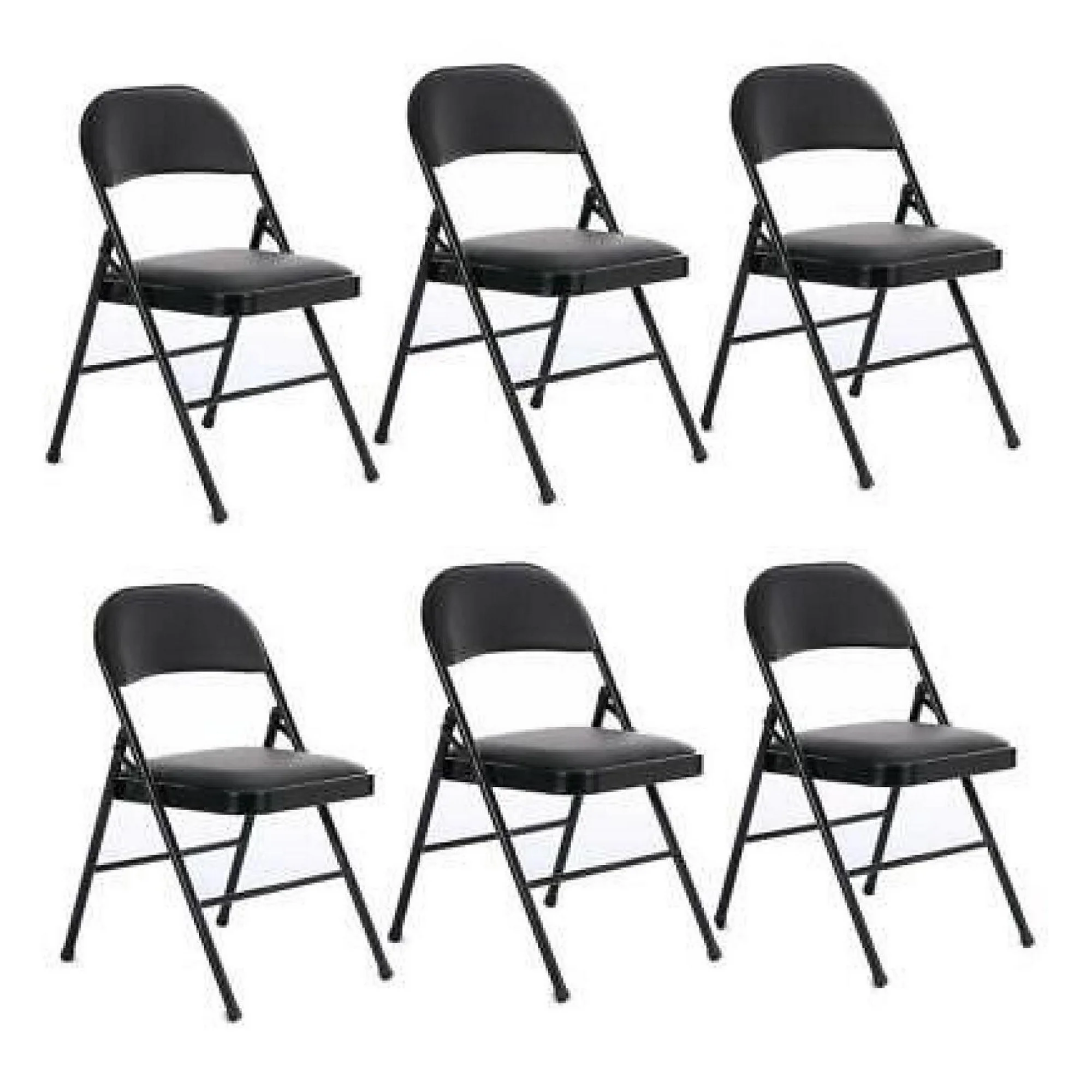 ZHANGHU 6-Pack Black Padded Fabric Seat and Back Portable Stacking Folding Chairs New