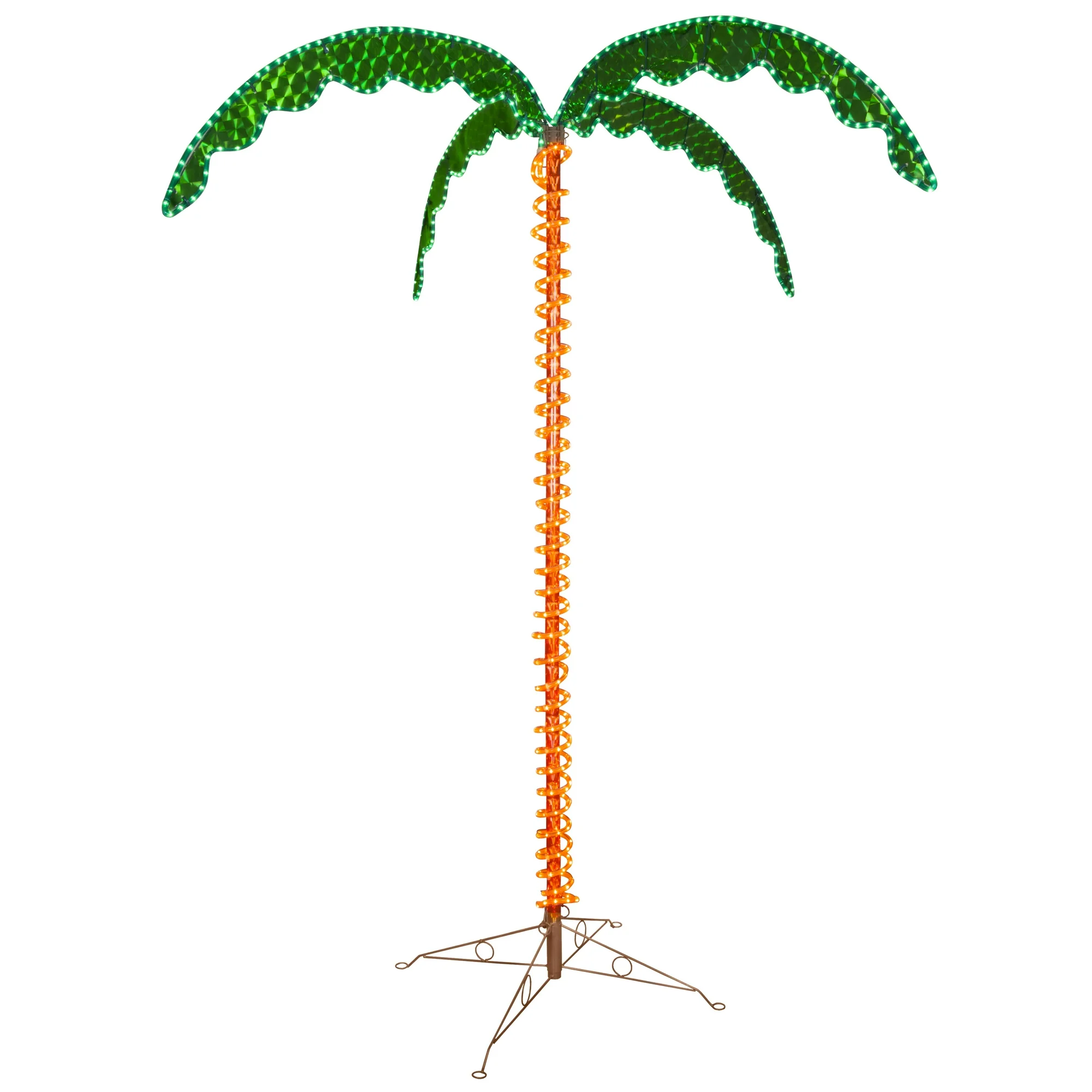 Wintergreen Lighting Holographic Lighted Palm Tree, LED, Artificial Tree, Rope Light, 7ft, Indoor/Covered Outdoor Use
