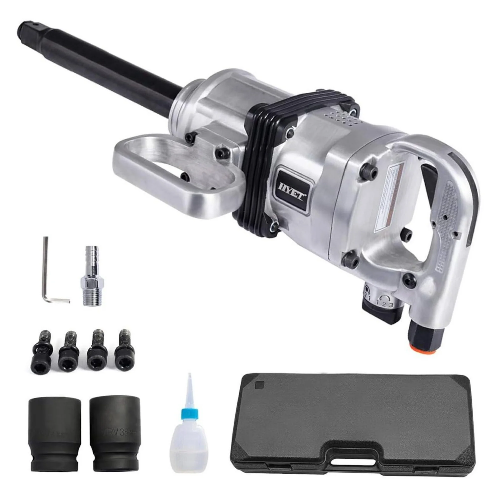 ZHANGHU Air Impact Wrench Gun 1 Inch High Torque, Pneumatic Impact Wrench Set Heavy Duty w/D Handle & Carrying Case, 1900 ft-lbs, 4200 RPM, for Car, Equipment Repair