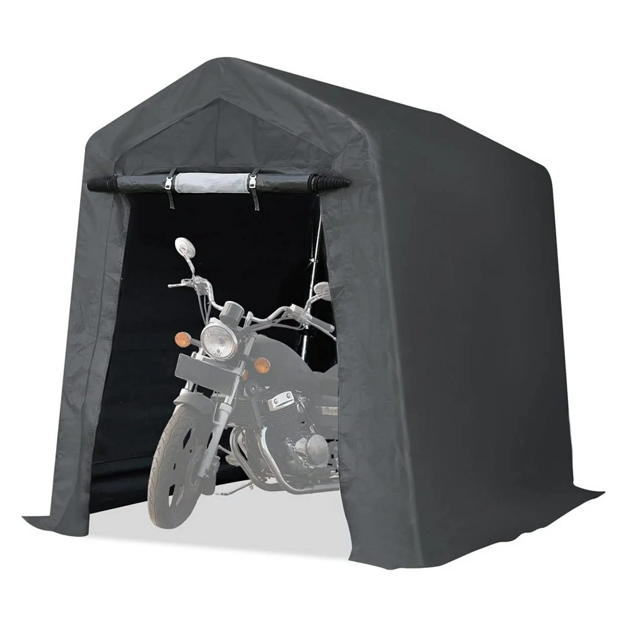 ZHANGHU 6X8 ft Outdoor Portable Storage Shelter Shed with 2 Rolled up Zipper Doors & Vents Carport for Motorcycle Waterproof and UV Resistant Anti-Snow Portable Garage Kit Tent, Gray