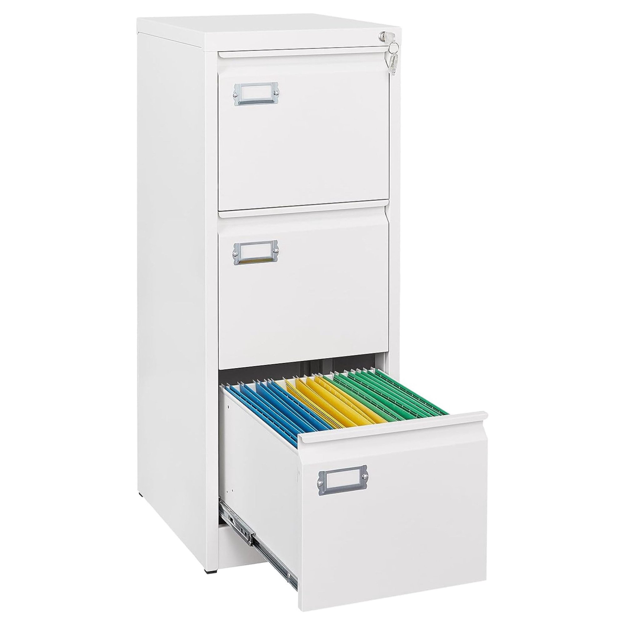 ZHANGHU 3 Drawer File Cabinet with Lock,Vertical Filing Cabinet Three Drawer, Lockable Metal Filing Cabinet for Home Office Organizer Storage Cabinet,Fit Letter Size/A4/Legal File