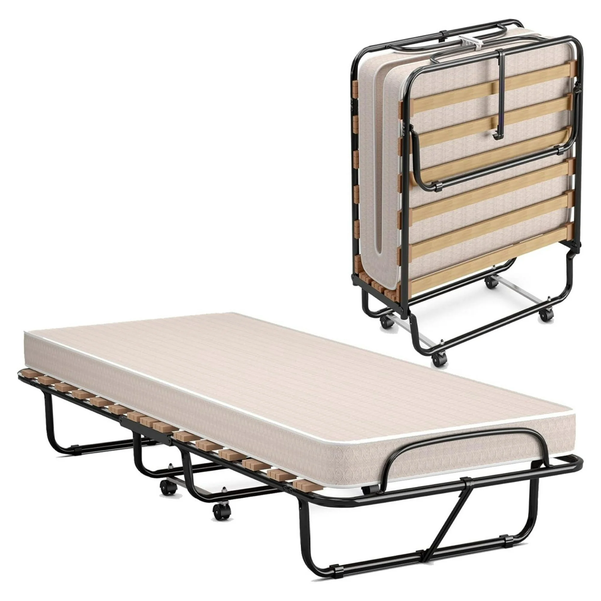 ZHANGHU Folding Rollaway Bed with 4