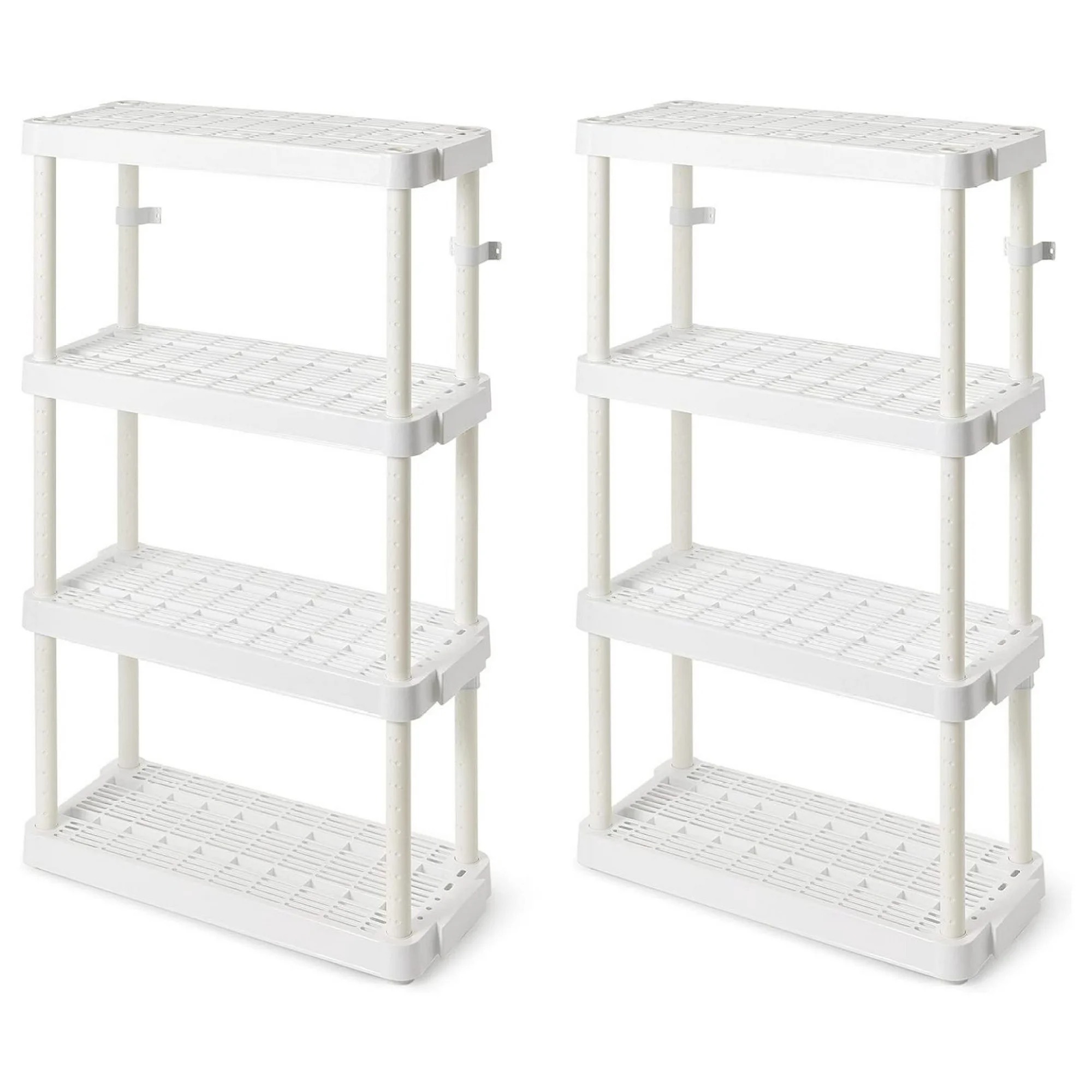 ZHANGHU 4 Shelf Adjustable Height Medium Duty Storage Unit 14 x 32 x 54.5 Organizer for Home, Garage, Basement, & Laundry, White (2 Pack)