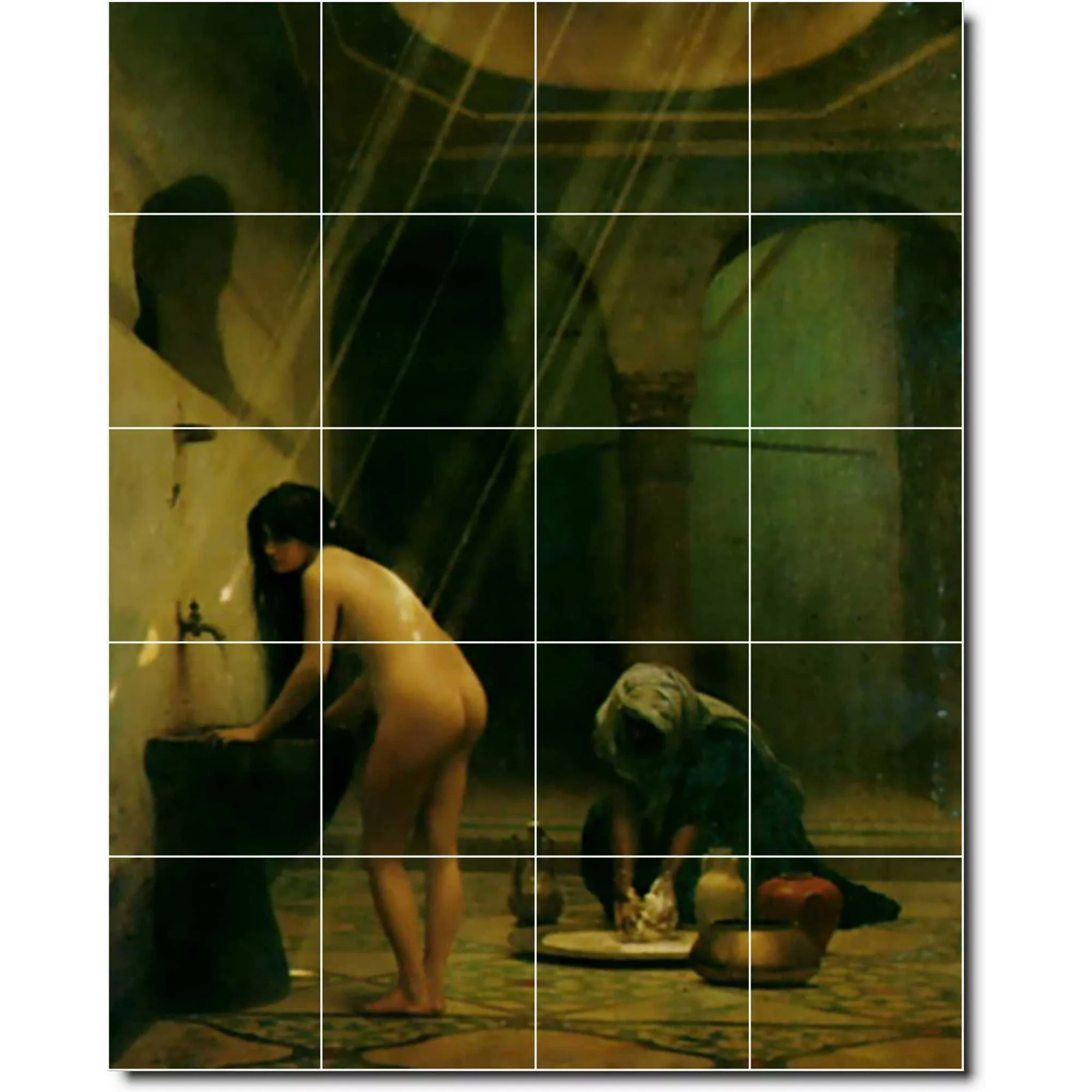 Ceramic Tile Mural-Jean Gerome Nudes Backsplash Tile Mural 12. 24