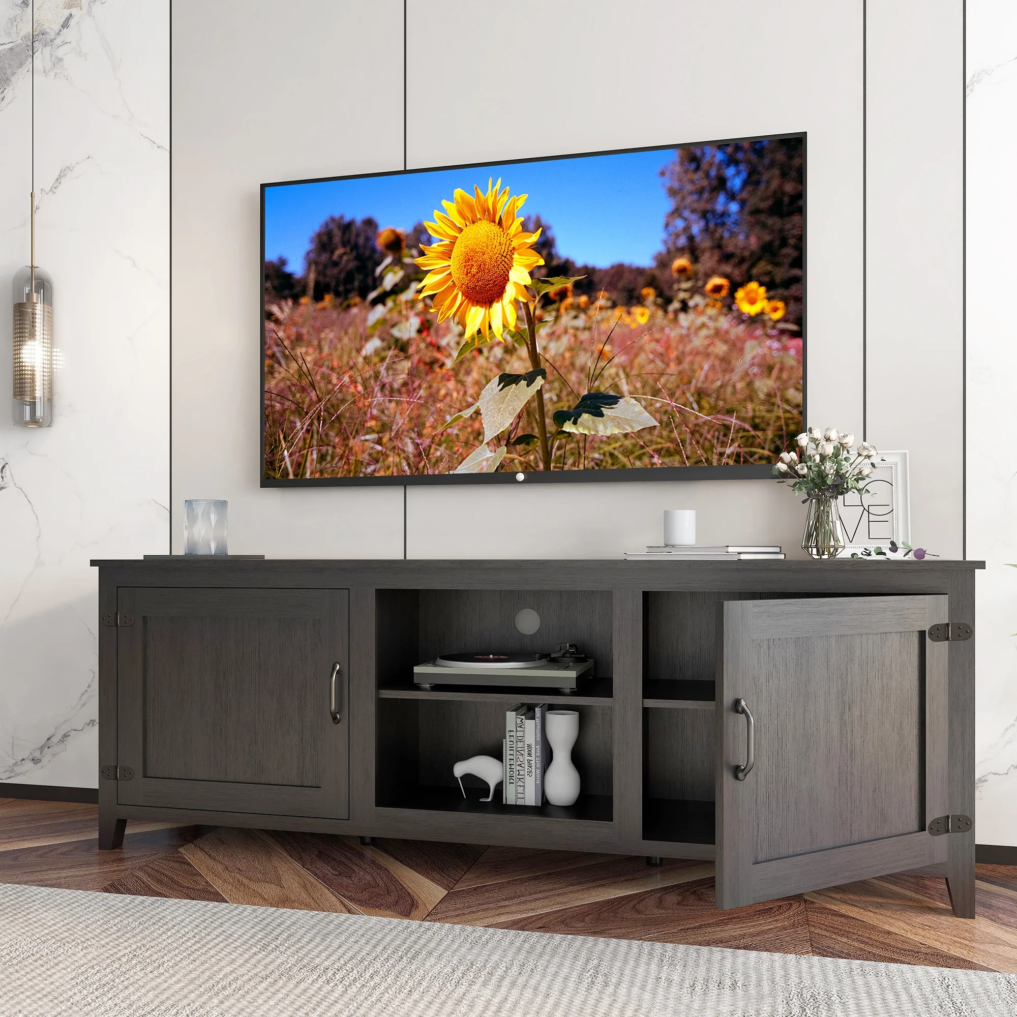 uhomepro Farmhouse TV Stand for TVs up to 65