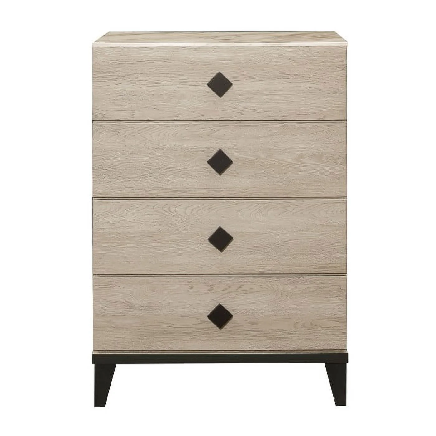 Home Elegance: Whiting Collection Chest with Black Square Hardware and Cream Marble-Look Finish