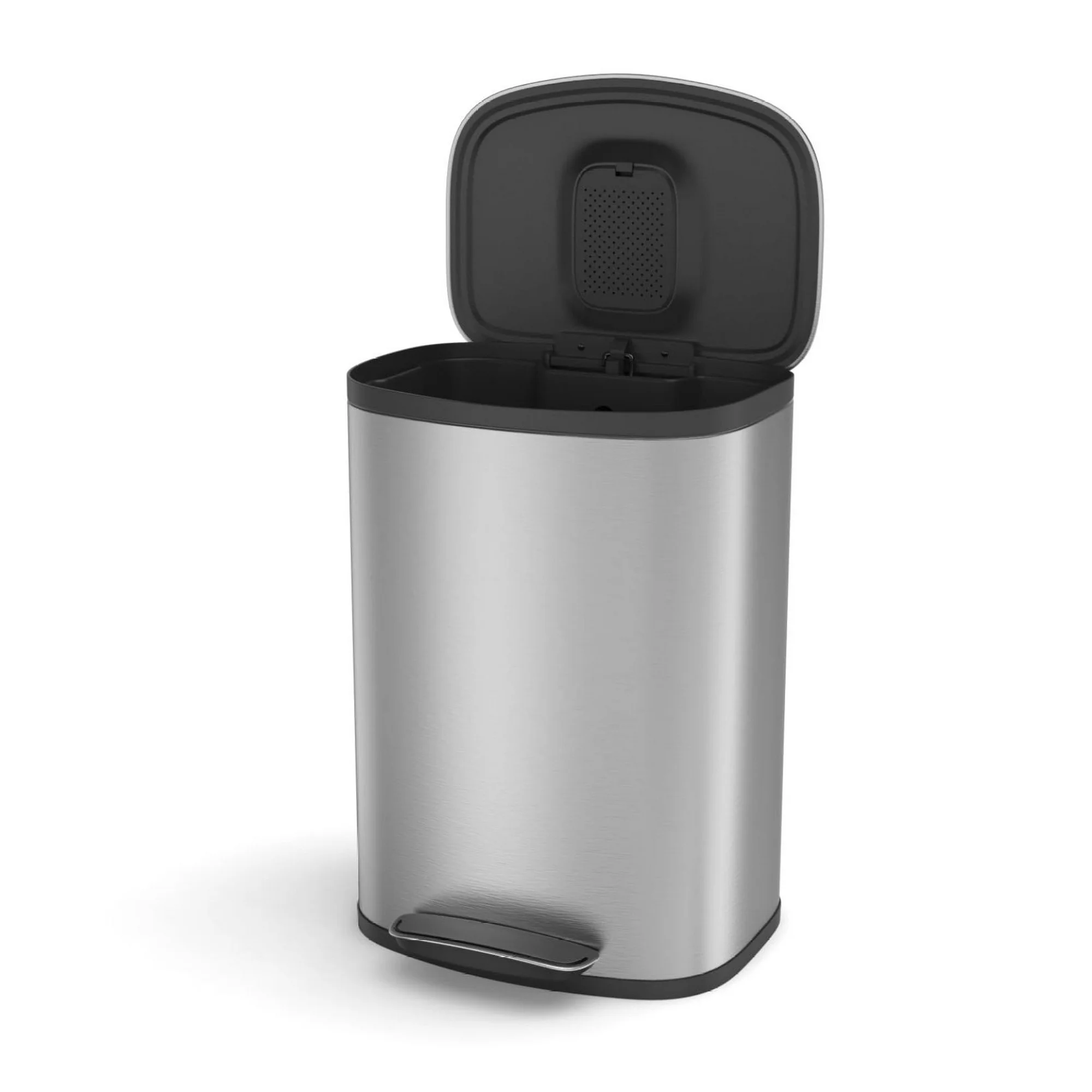 ZHANGHU 50L/13 Gallon Trash Can, Stainless Steel Garbage Can with lid, Heavy Duty Trash Bin w/Soft-Close Foot Pedal & Exquisite Oval Shape Cover, Hands-, Finish, Smudge Resistant