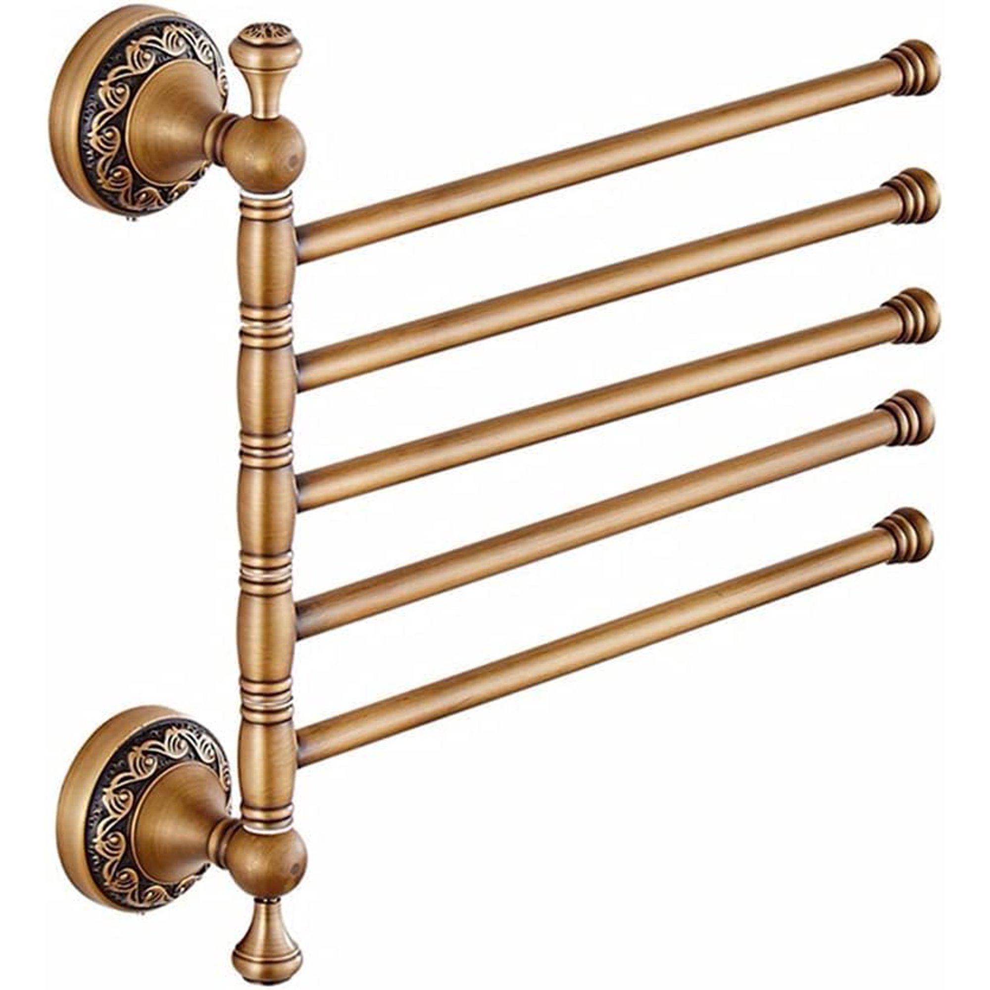 Towel Racks Towel Rail Copper Folding Rotating Towel Bar Wall Mount Antique Brass 3/4/5 Layer Activities Hand Towel Holder Bathroom Accessory (Color : 5)