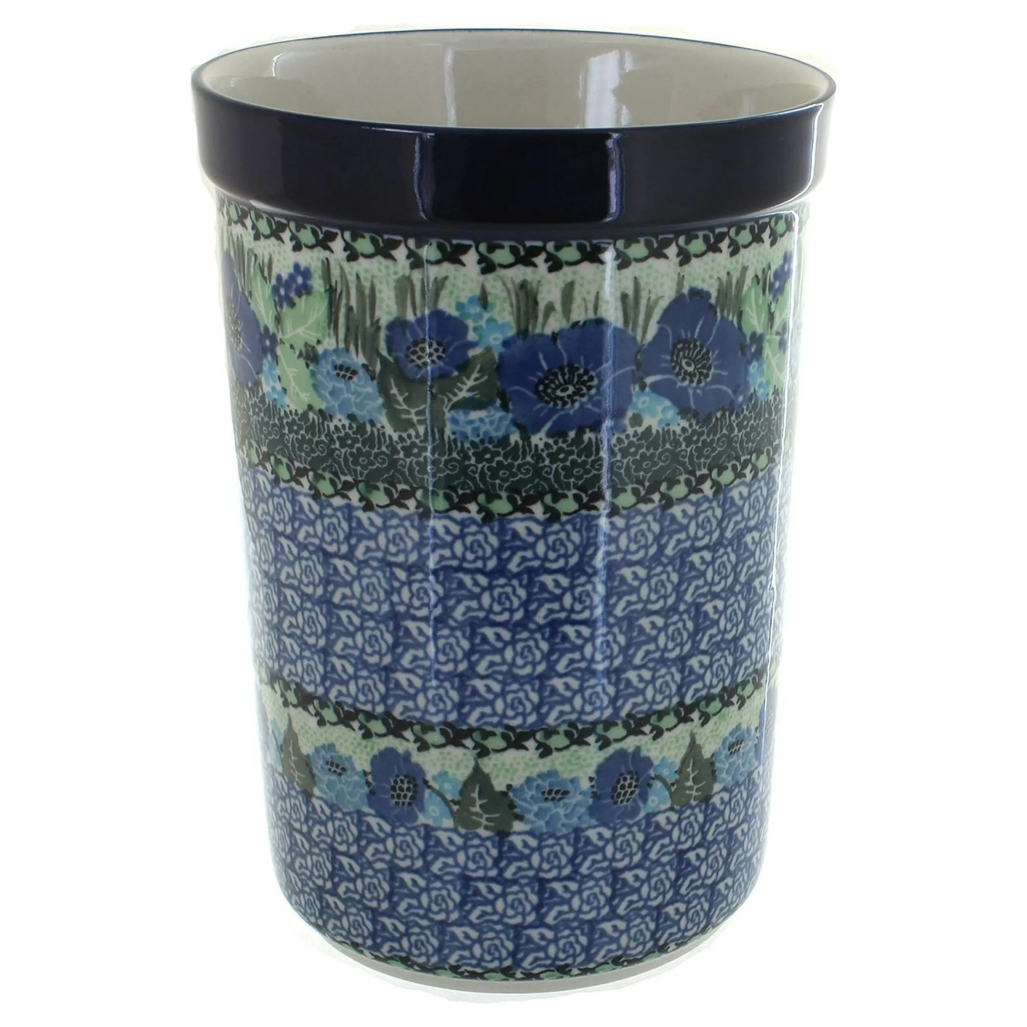 ZHANGHU Blue Rose Polish Pottery Sapphire Fields Utensil Jar