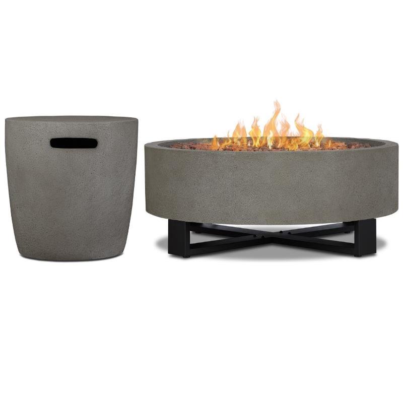 Home Square 2-Piece Set with Propane Fire Bowl for Outdoors and Tank Cover