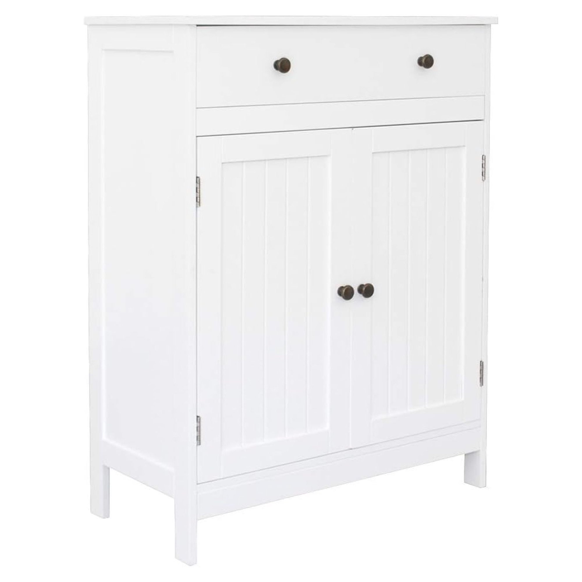 ZHANGHU Bathroom Floor Cabinet, Freestanding Bathroom Cabinet with Drawer, Side Storage Cabinet for Bathroom, Living Room, Bedroom (White, 23.6