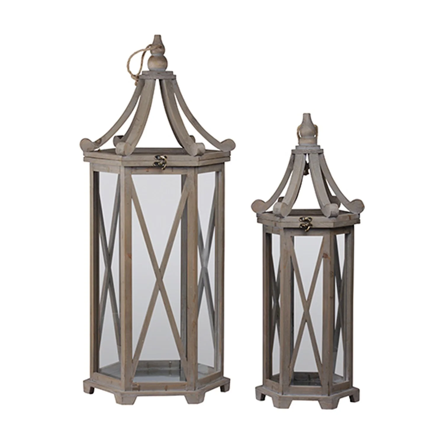 Urban Trends Wood Hexagonal  Lantern