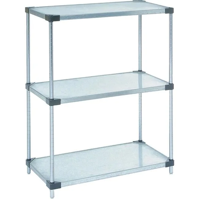 Nexel 3 Tier Shelving Starter Unit, Solid Galvanized Steel, 60
