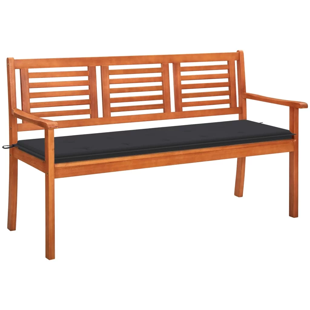 vidaXL Outdoor Patio Bench Loveseat Chair with Cushion Solid Wood Eucalyptus
