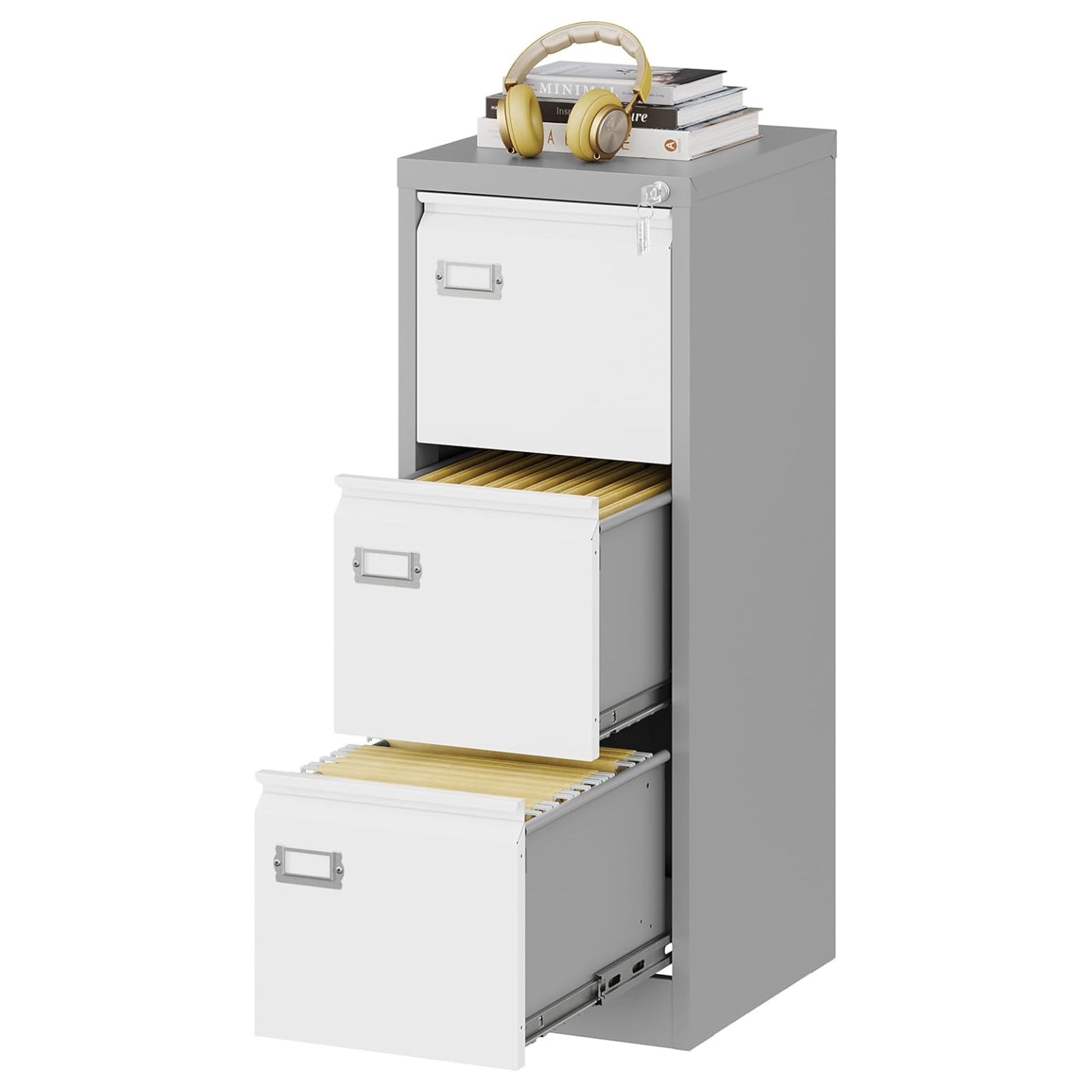 ZHANGHU 3 Drawers Vertical File Cabinets - 17.8