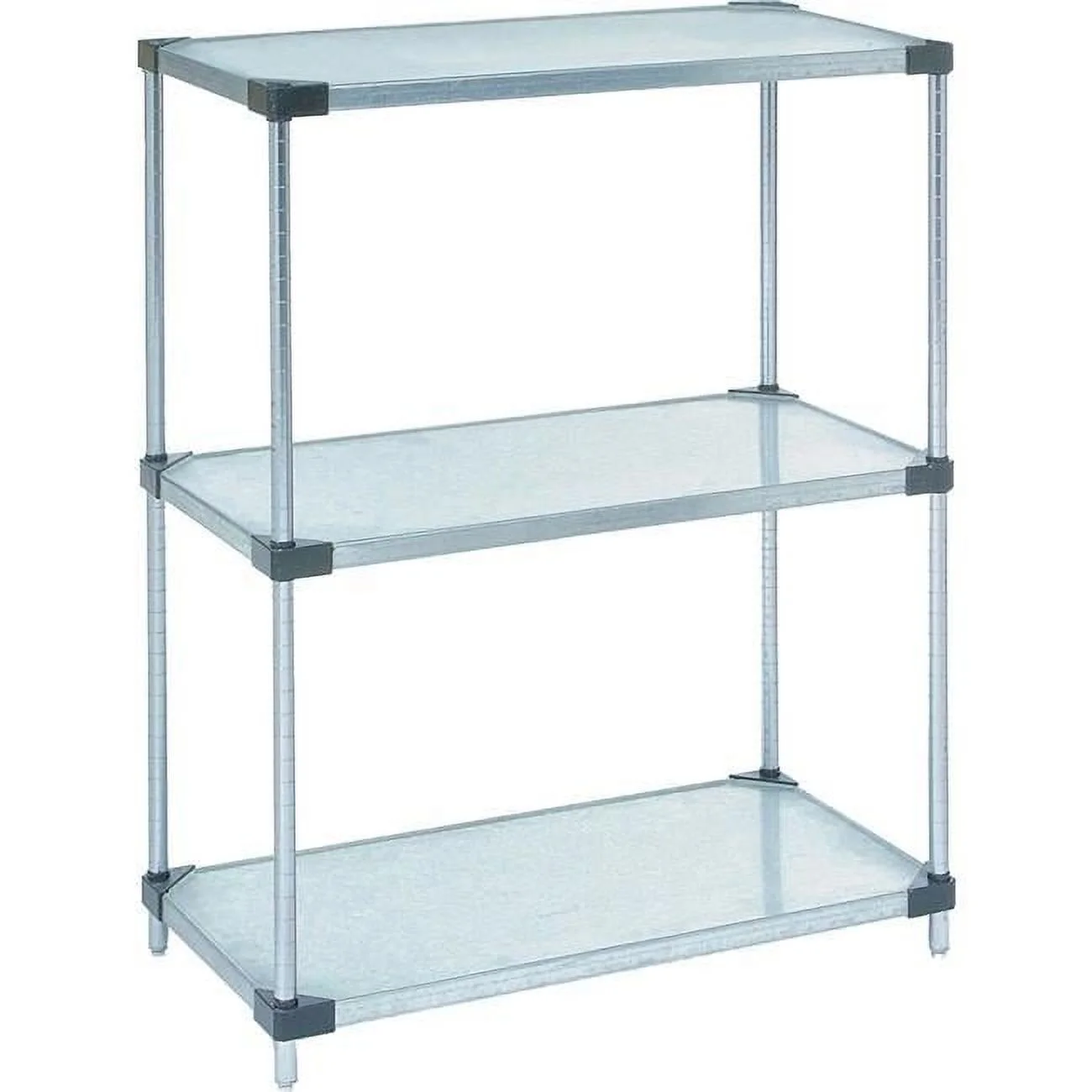 Nexel 3 Tier Shelving Starter Unit, Solid Galvanized Steel, 60