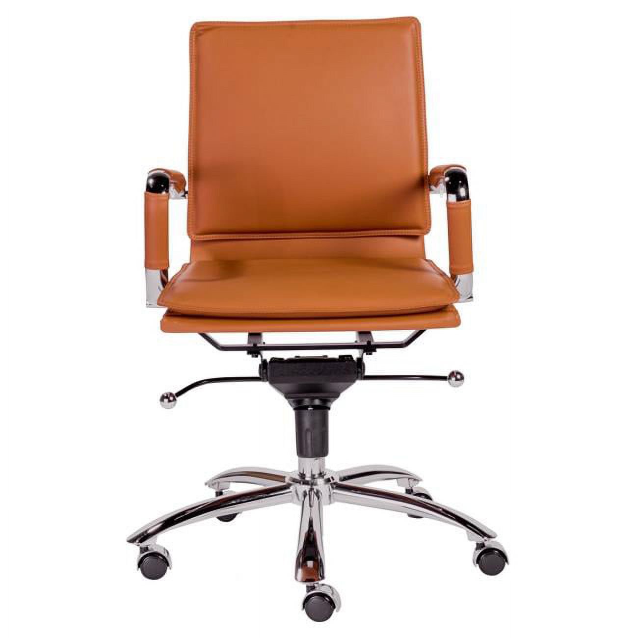 HomeRoots 370558 25.99 x 26.78 x 38.39 in. Low Back Office Chair with Chrome Base, Cognac