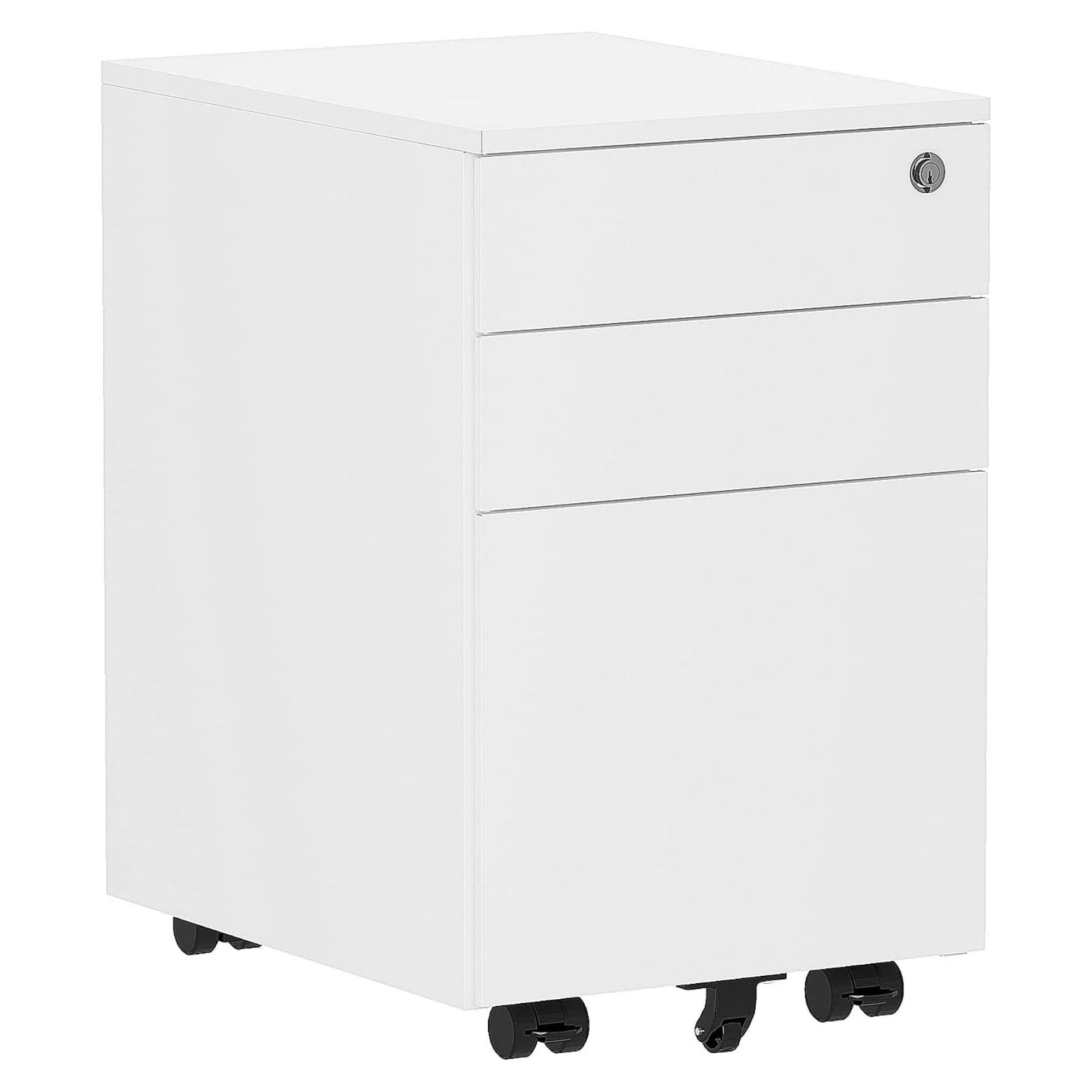 ZHANGHU 3 Drawer File Cabinet with Lock, Mobile Rolling File Cabinet, Under Desk File Cabinet Fully Assembled Except Casters, Metal Small Filing Cabinet for Home Office