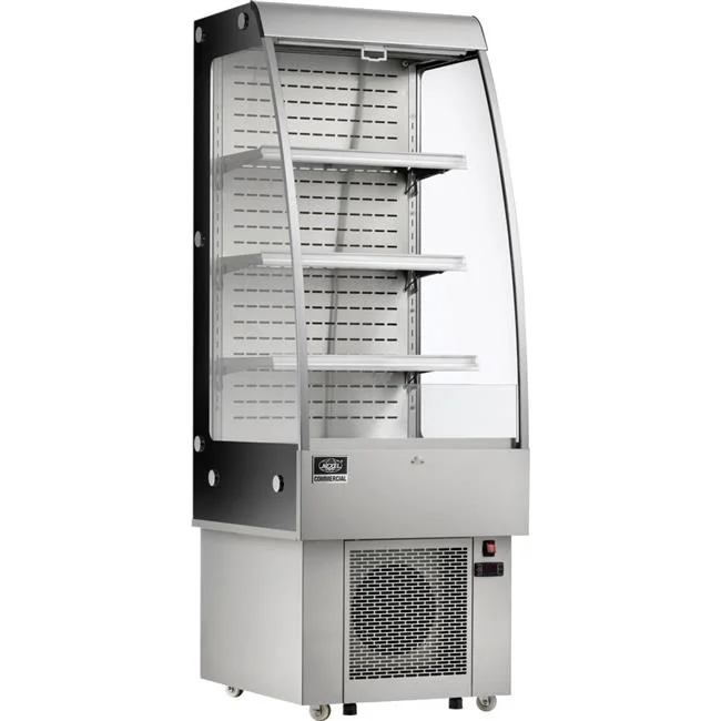 Nexel Refrigerated Open Air Merchandiser w/ Curtain, 8.8 Cu. Ft., Stainless Steel