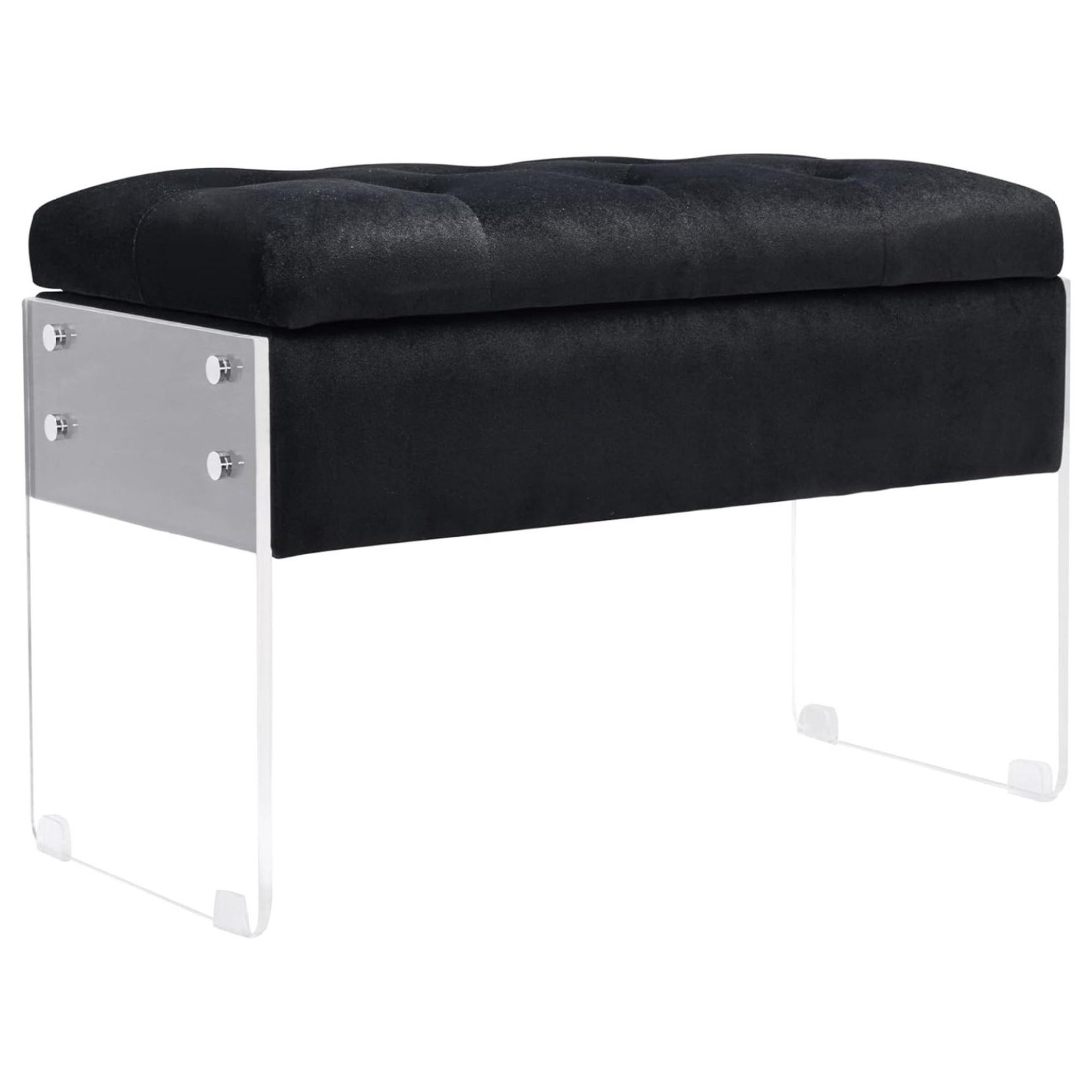 ZHANGHU Shoe Bench Storage Footstool Padded Piano Stool Leg for Living Room Bedroom Entryway Hallway Vanity Makeup Dressing Room (Black)