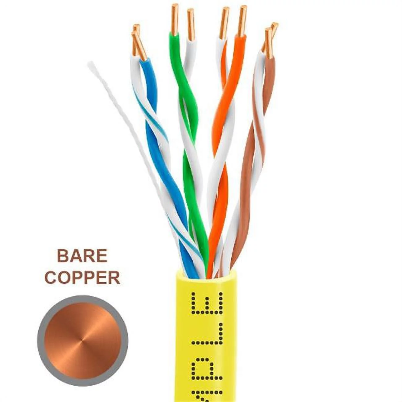 Wavenet  Cat5e Riser CMR 1000 ft. 24 AWG Unshielded Twisted Pair UTP Solid Bare Copper & ETL Listed 350 MHz Ethernet PVC Cable, Yellow - Set of 8