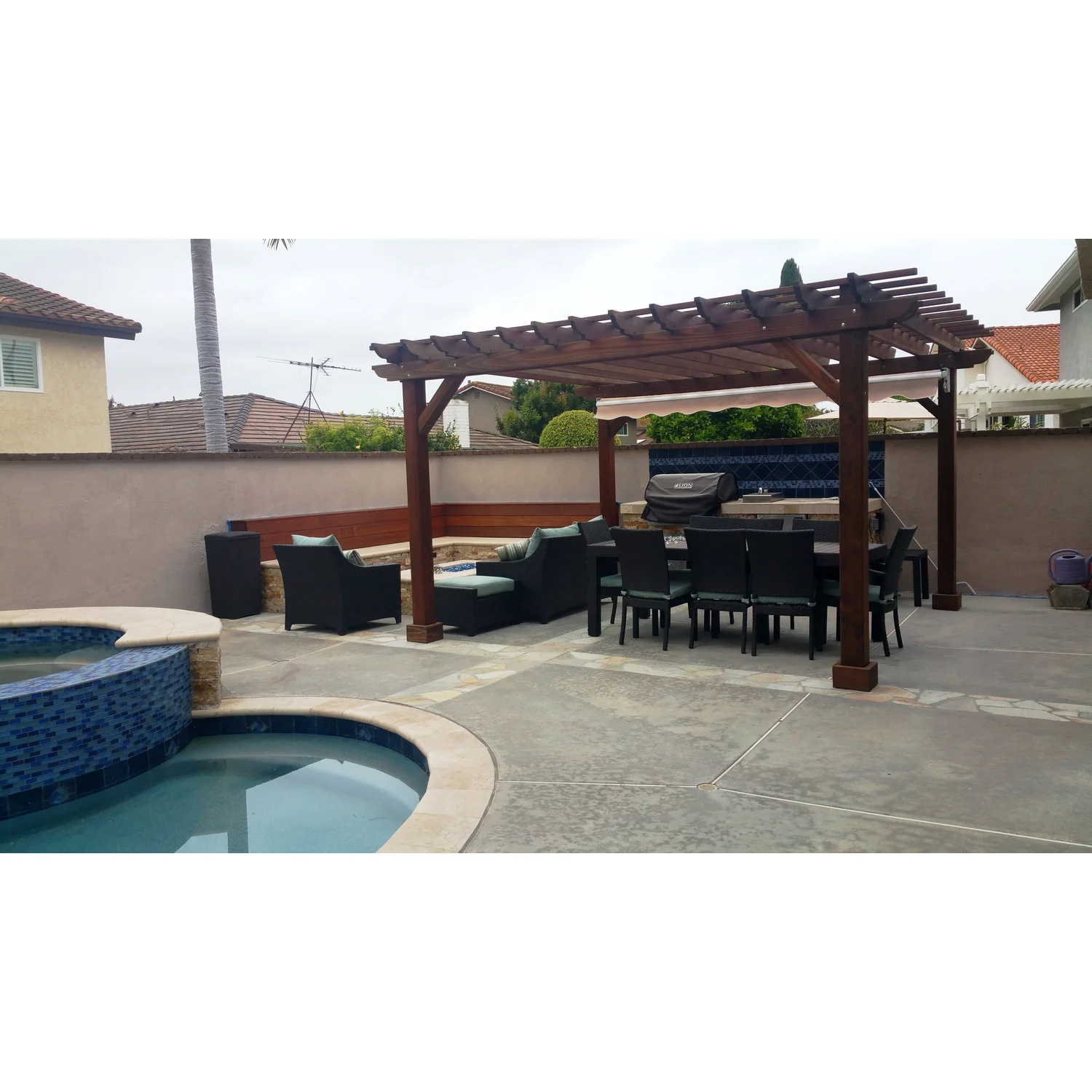 HomeStock 20 Ft. X 20 Ft. French Country Brown Pergola