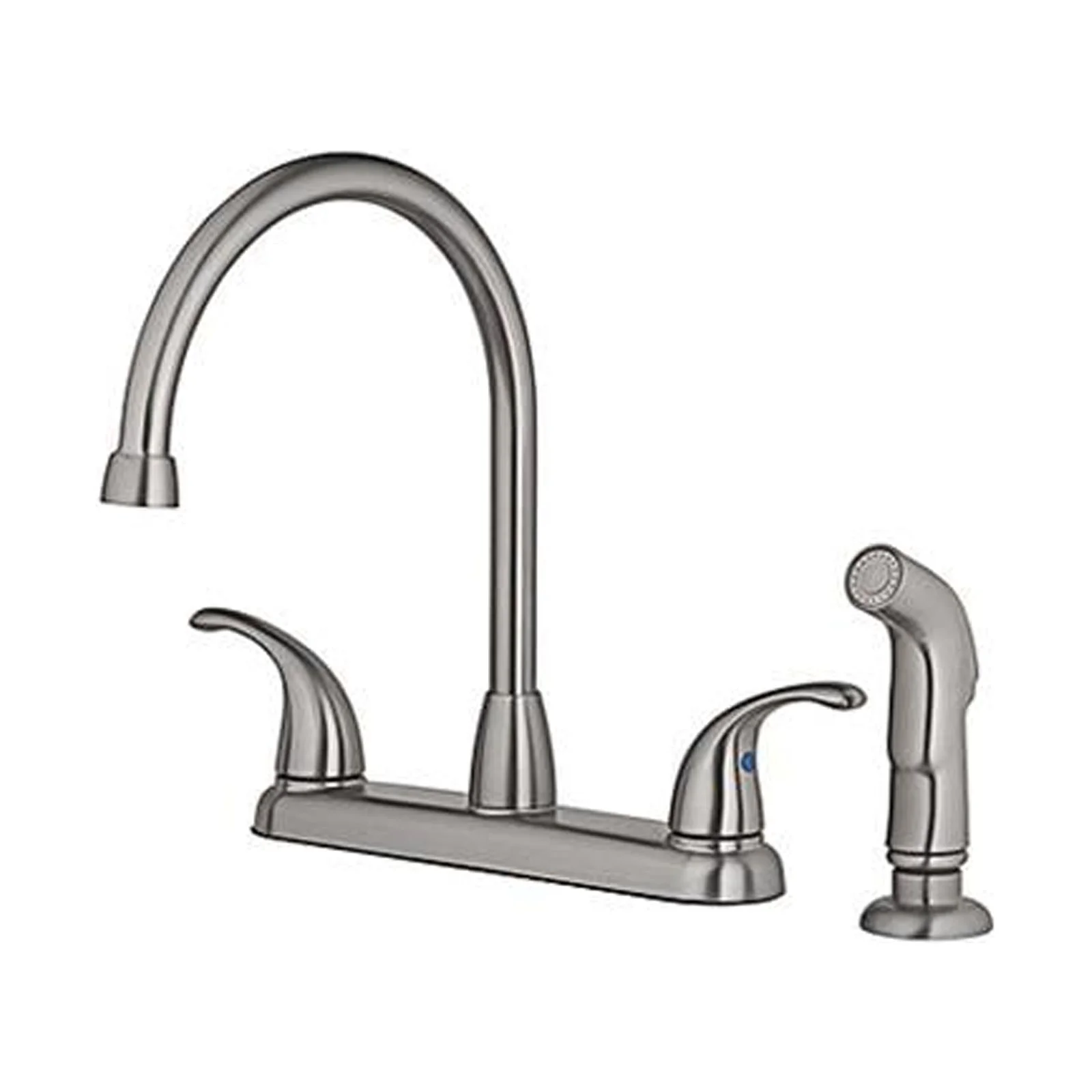 HomePointe 239964 High Arc Kitchen Faucet With Side Spray, 2 Lever Handle, Brushed Nickel Finish - Quantity 3