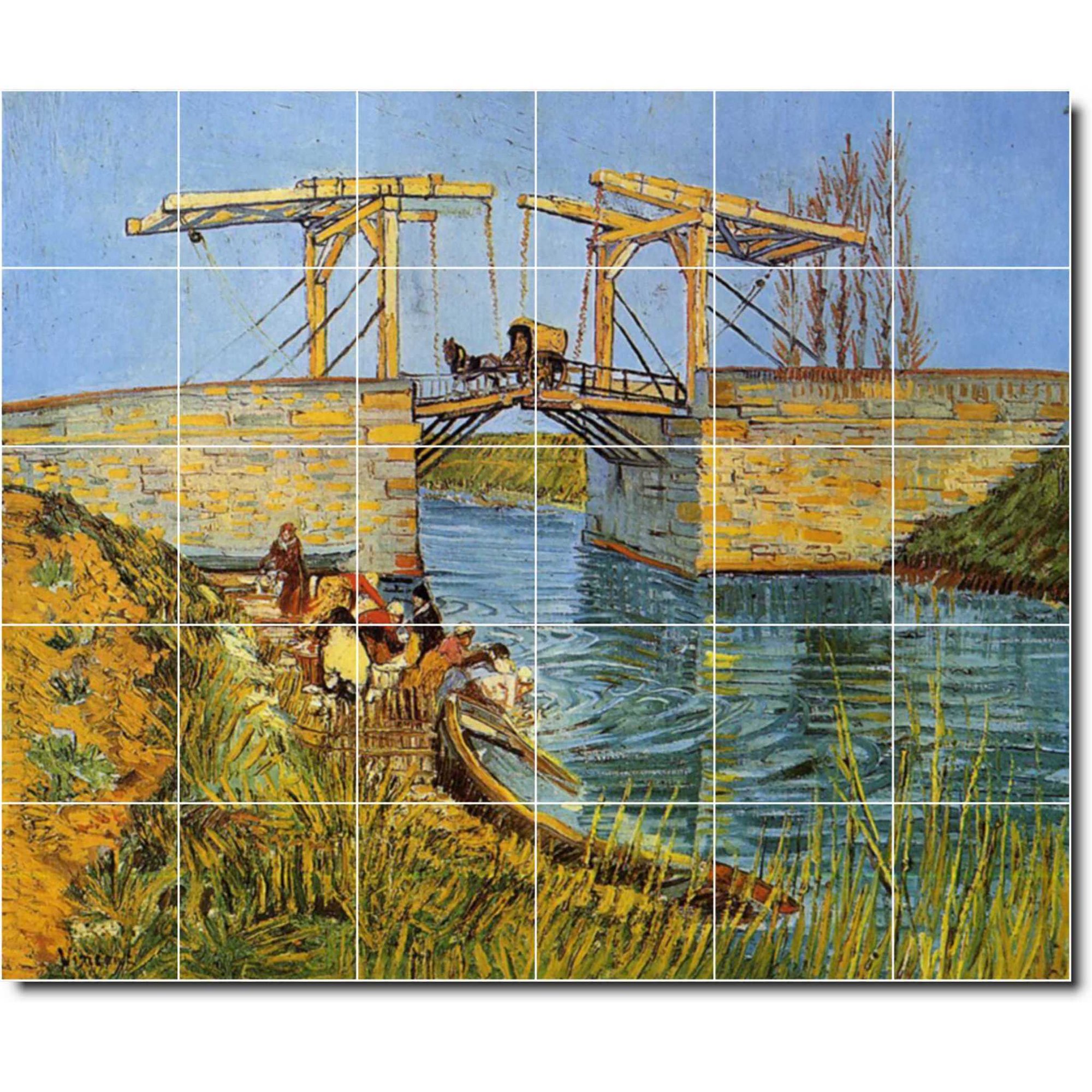 Ceramic Tile Mural-Vincent Van Gogh City Wall Tile Mural 11. 25.5