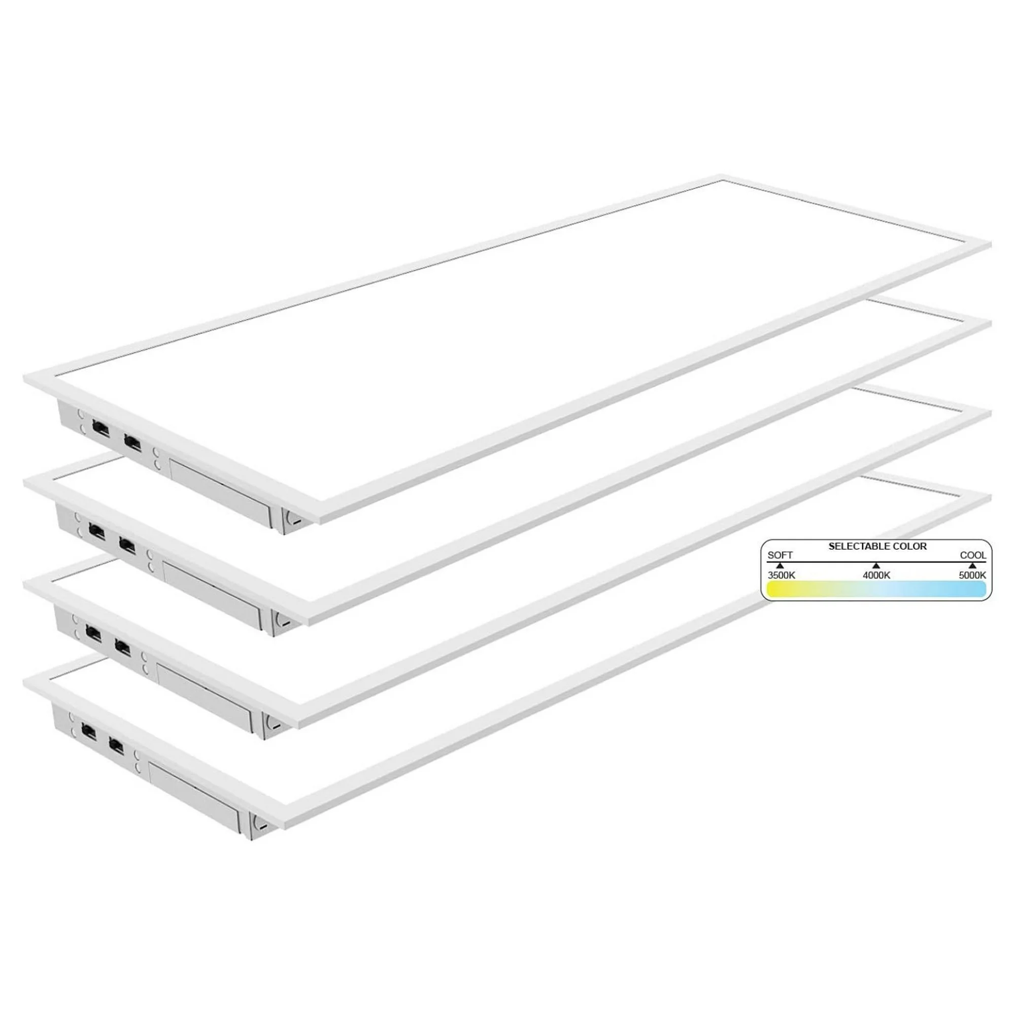 ZHANGHU 4 Pack 1x4 LED Panel for Drop-in Ceiling, 40W/30W/20W Selectable, 3 Color Select, 3500K/4000K/5000K, Super Bright 4400LM, 0-10V Dimmable Flat Backlit Fixture, UL Listed, 120V-277V