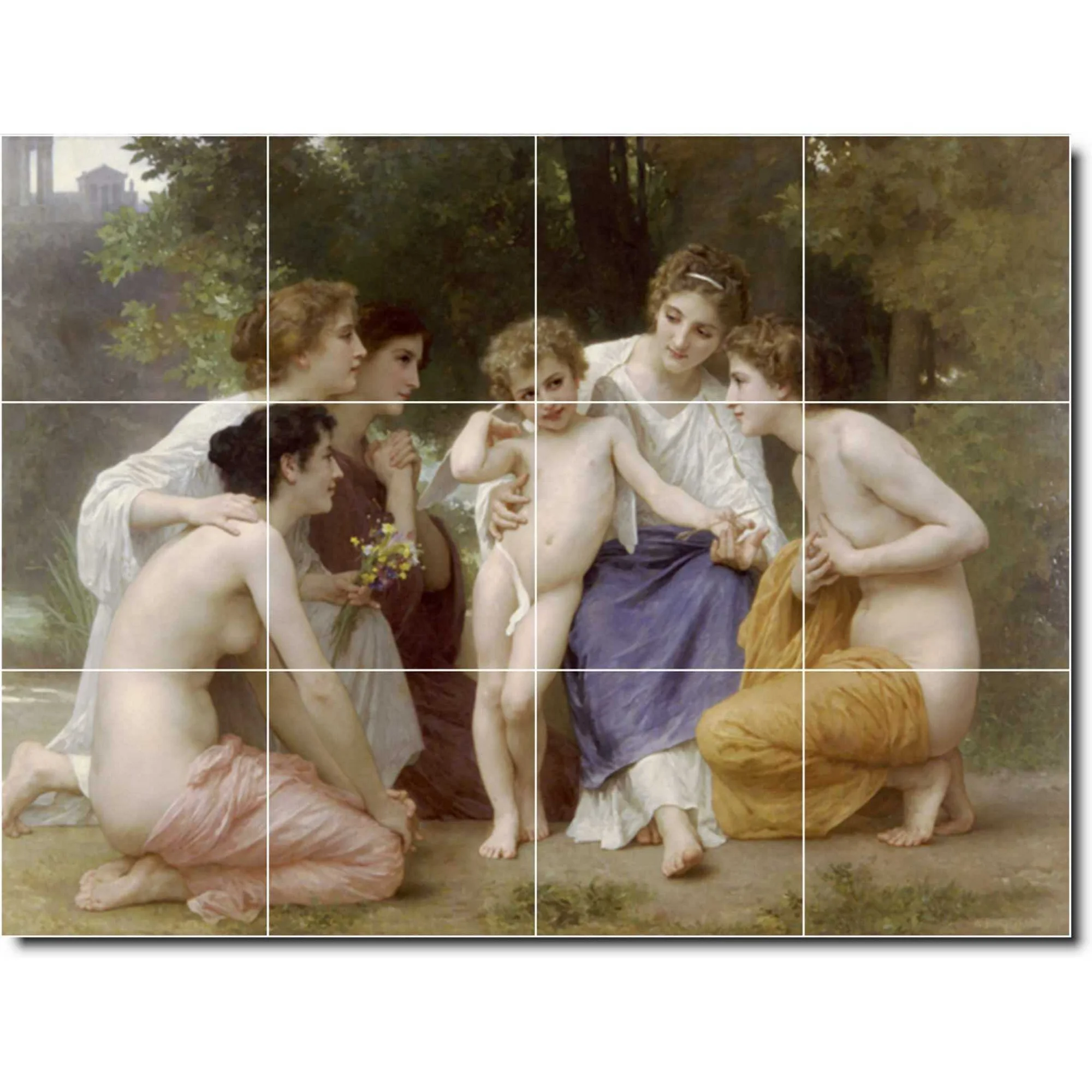 Ceramic Tile Mural-William Bouguereau Angels Backsplash Tile Mural 26. 32