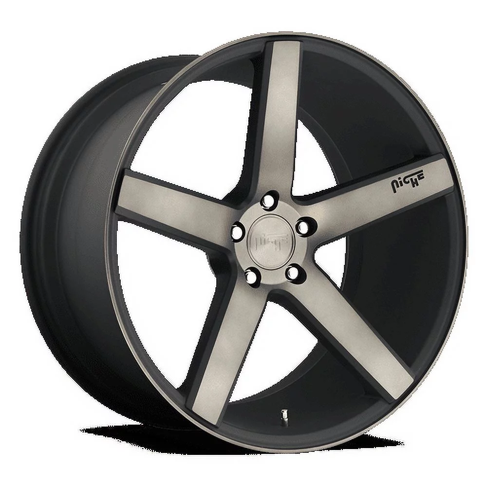 Niche 1PC Aluminum Rim M134 MILAN 22X10in Matte Black Machined with Double Dark Tint Finish, M134220075+35