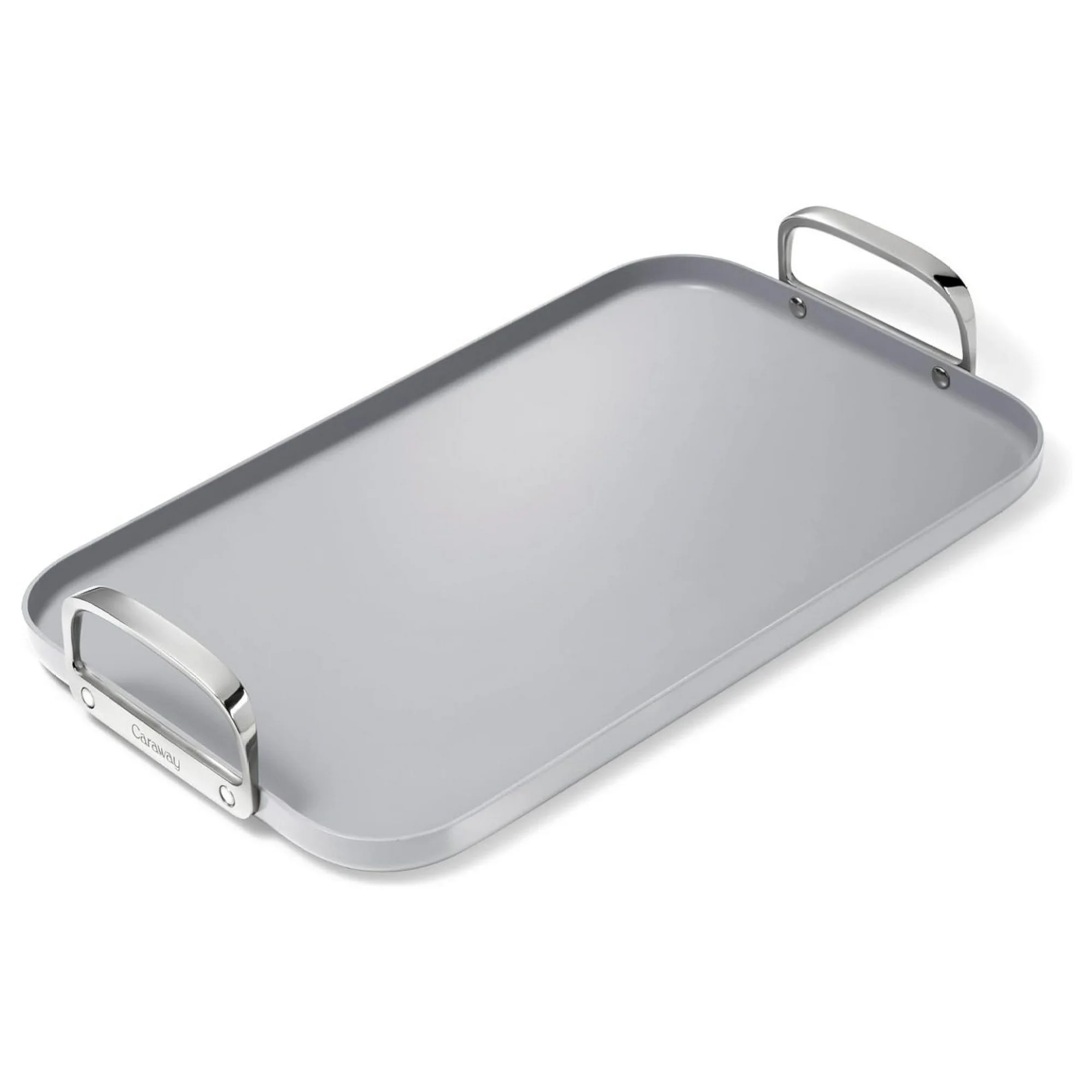 ZHANGHU Double Burner Griddle - 19x12 Griddle Pan - Non-Stick Ceramic Coated - Non Toxic, PTFE & PFOA - Oven Safe & Compatible with All Stovetops - Gray