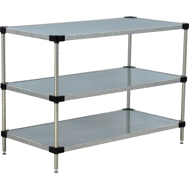Nexel 3 Tier Shelving Starter Unit, Solid Galvanized Steel, 48
