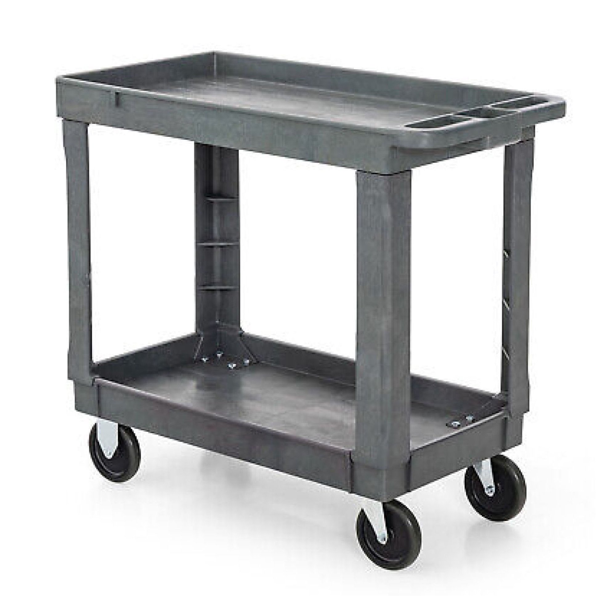 ZHANGHU 2-Tier Utility Cart Heavy-Duty PP Service Cart w/ LBS Max Load for Warehouse