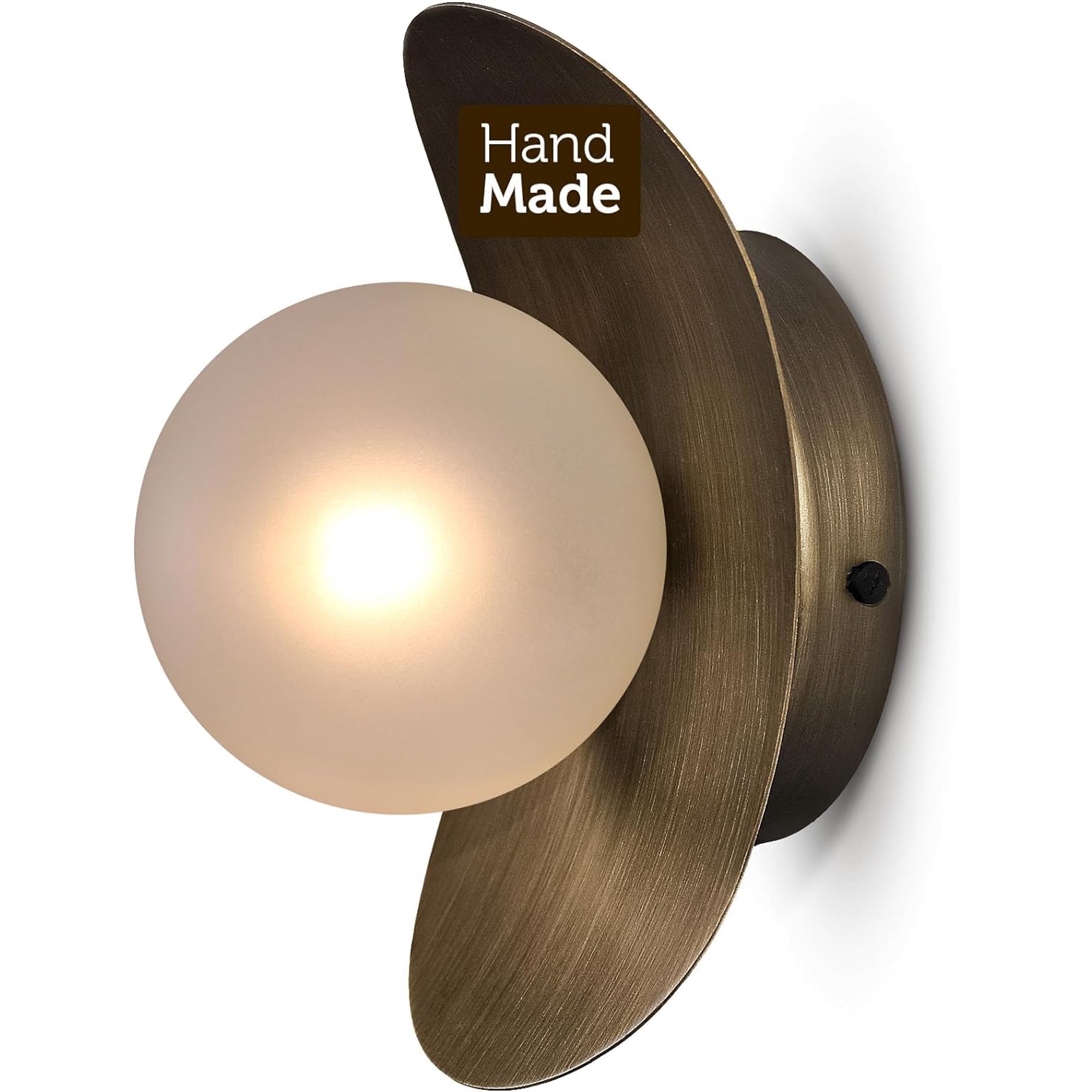 Wall Lights - Brass Wall Sconces Indoor LED Light, Morden Vanity Lighting for Bedroom, Hallway and Dining Room Light Fixture (Sandblast Matte Glass, Blackened Brass)