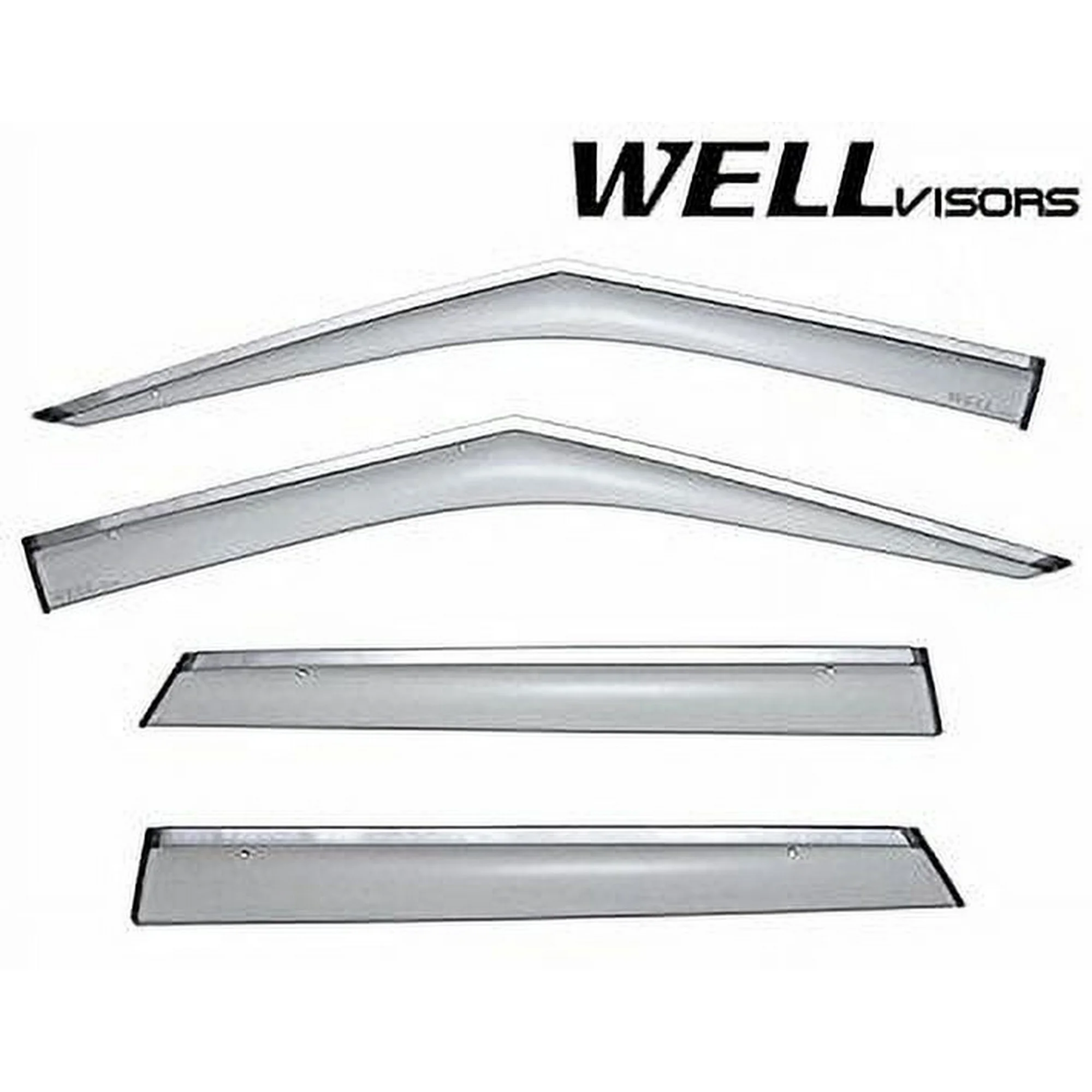 WellVisors Side Window Wind Deflector Visors - Land Rover Range Rover Evoque 12-up 2012 2013 2014 2015 2016 with Chrome Trim
