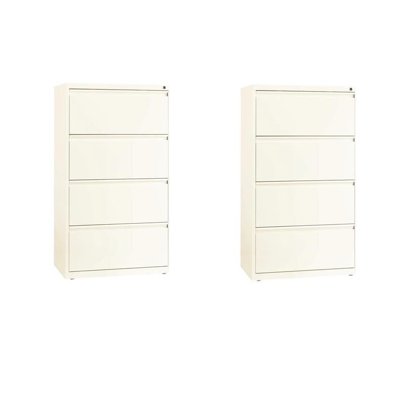 Home Square Set of 2 30-in Wide Metal 4 Drawer Lateral File Cabinet Off White