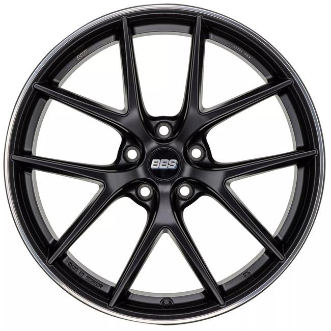 BBS 19 x 8 in. 5x114.3 BP, 38 mm Offset & 82 mm Bore CI-R Satin Black Polished Rim Protector Wheel