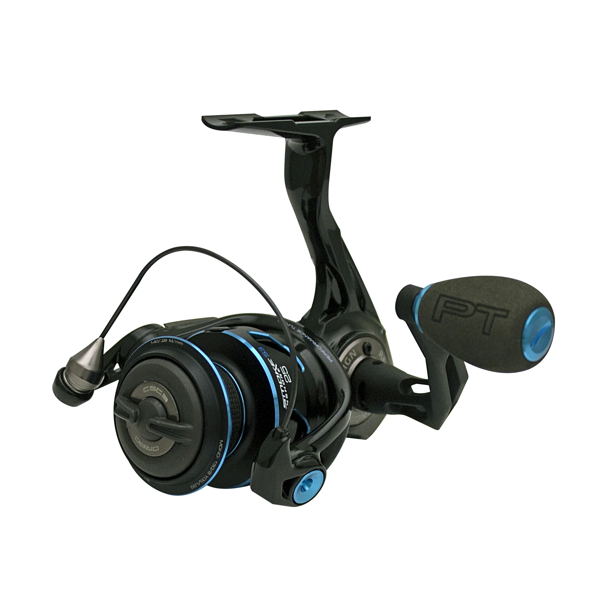 Quantum Smoke Saltwater Spinning Fishing Reel, Size 25 Reel, Changeable Right- or Left-Hand Retrieve, Continuous Anti-Reverse Clutch with NiTi Indestructible Bail, SCR Alloy Frame, Black