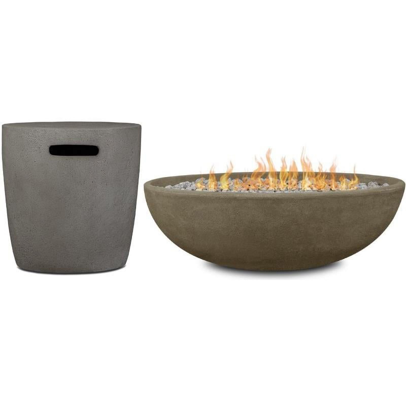 Home Square 2-Piece Set with Oval Propane Fire Bowl & Round Propane Tank Cover