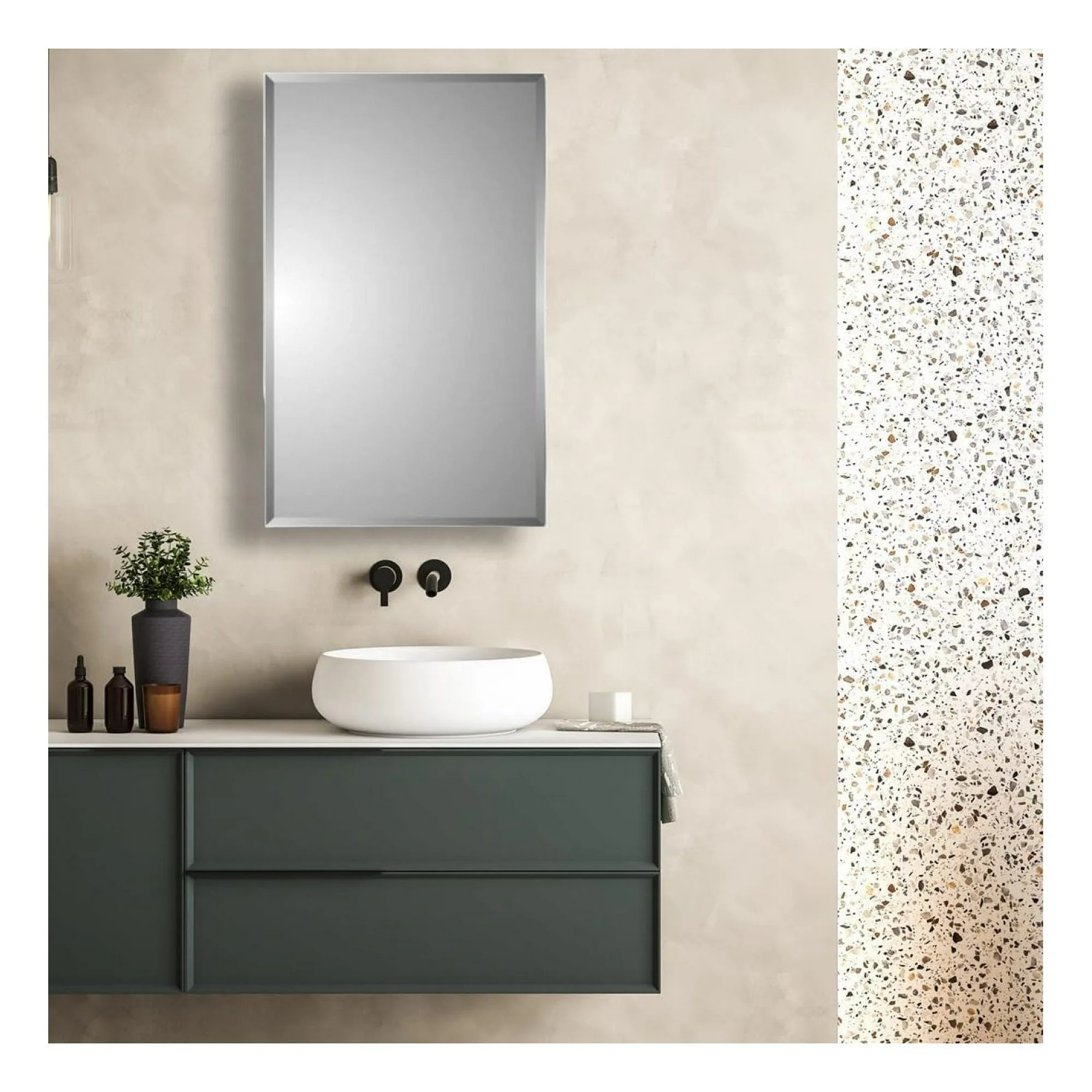ZHANGHU Adama Euro Modern Styled Beveled Three Rectangular Beveled Mirror Recessed Bathroom Medicine Cabinet (26 Inch)