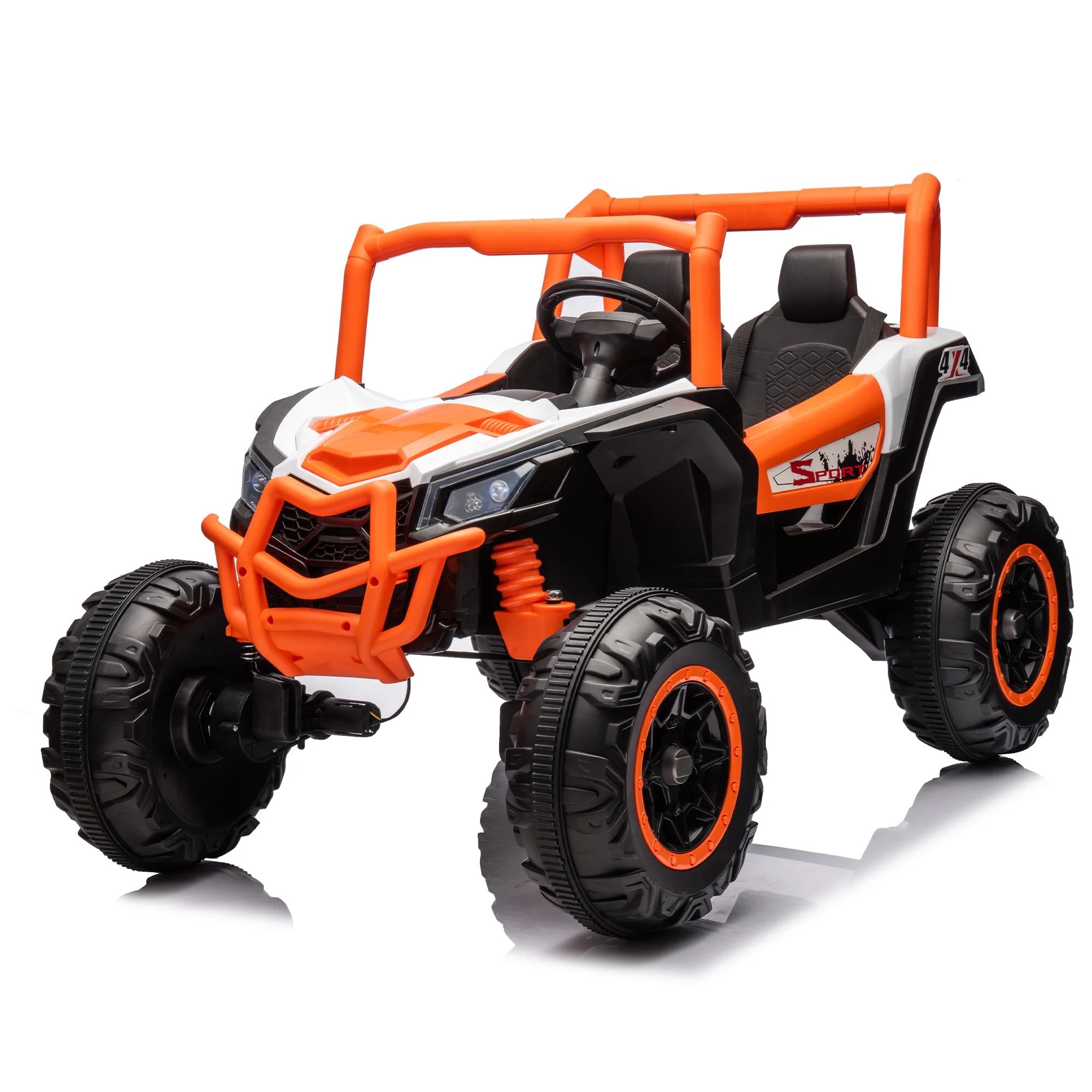 Nexwills 24V Ride on Toys UTV Car 2 XL Seater Remote Control ,up to 3speeds,Bluetooth,Music,Orange