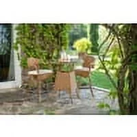 Tortuga Outdoor Sea Pines 3 Piece Bar Set with 2 bar chairs and bar table,  Mojave wicker with Canvas Natural Cushions