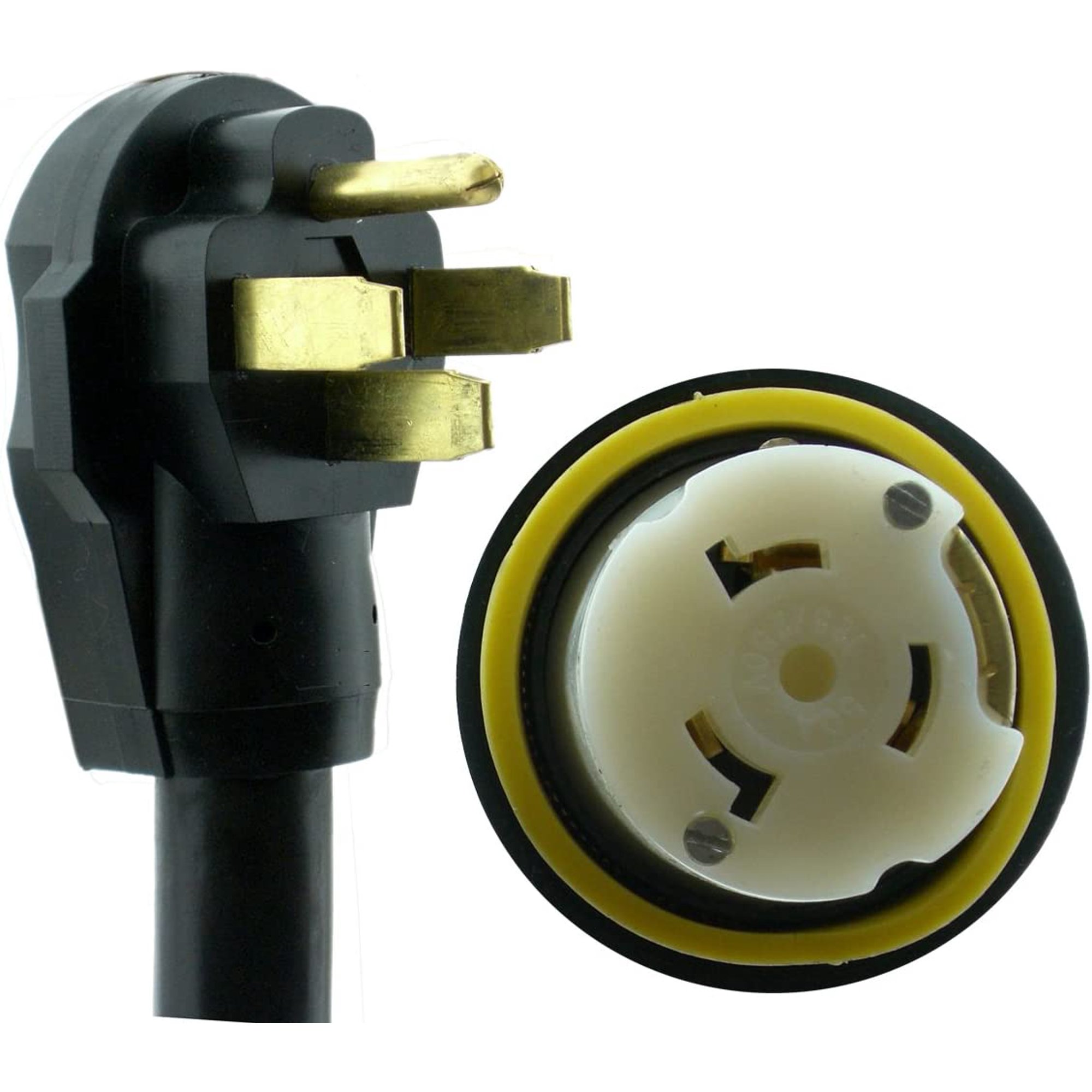 NU-Set Lock 50-Foot 50 Amp Rv Extension Cord | RV Extension Cord with Marine Locking Connector | RV Accessories & Door Hardware (Black)